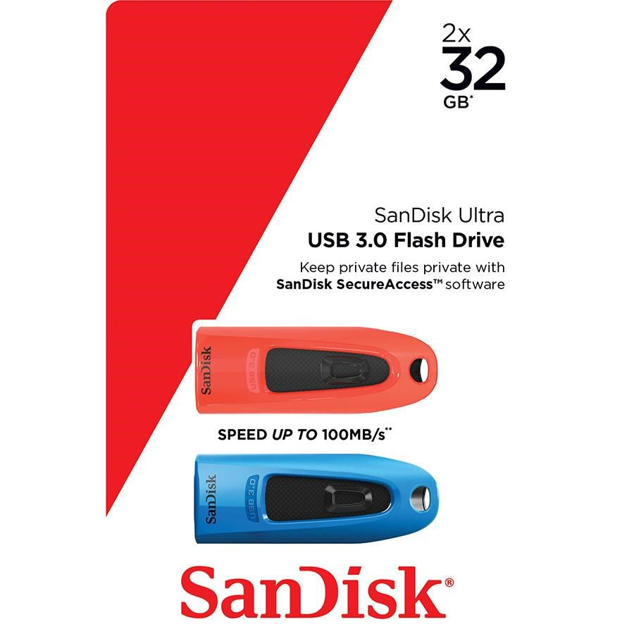 SanDisk Ultra USB 3.0 32GB Flash Drive (2-Pack)