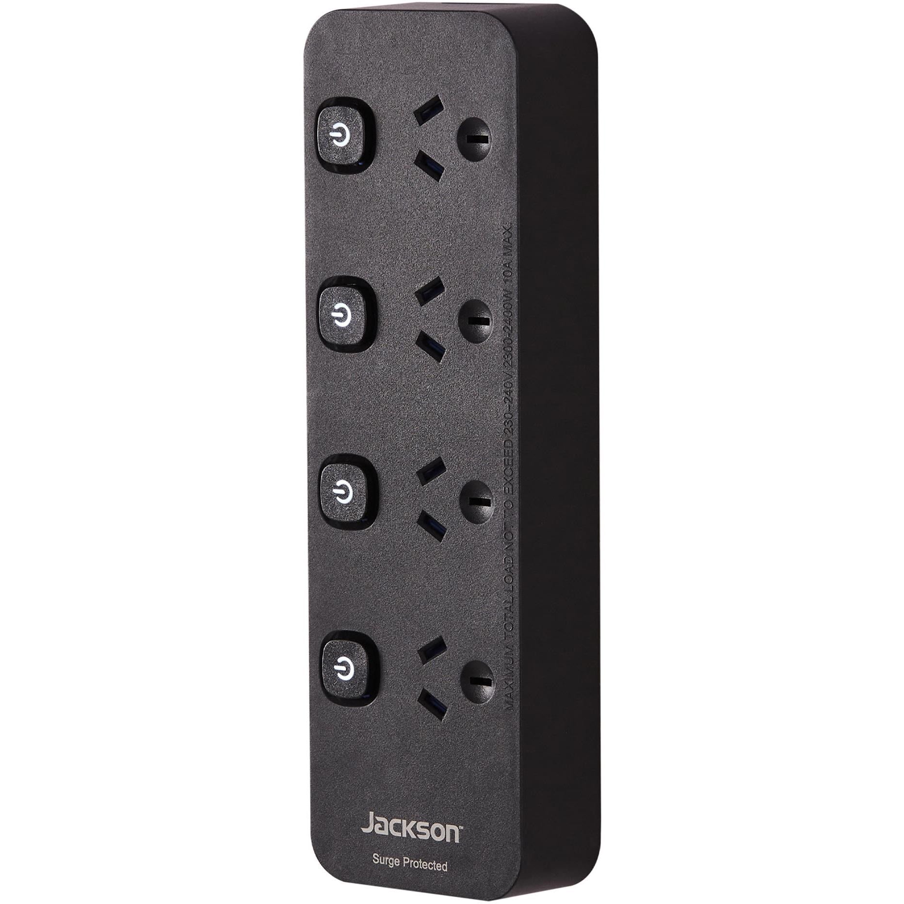 Jackson Surge Protected Board w/ 4 x Individual Switch Power Socket Outlets