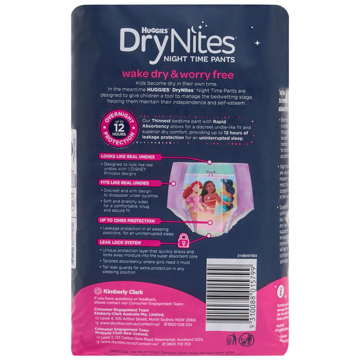 Huggies Drynites Night Time Pants For Girls Size 2-4 Years 60 Pants