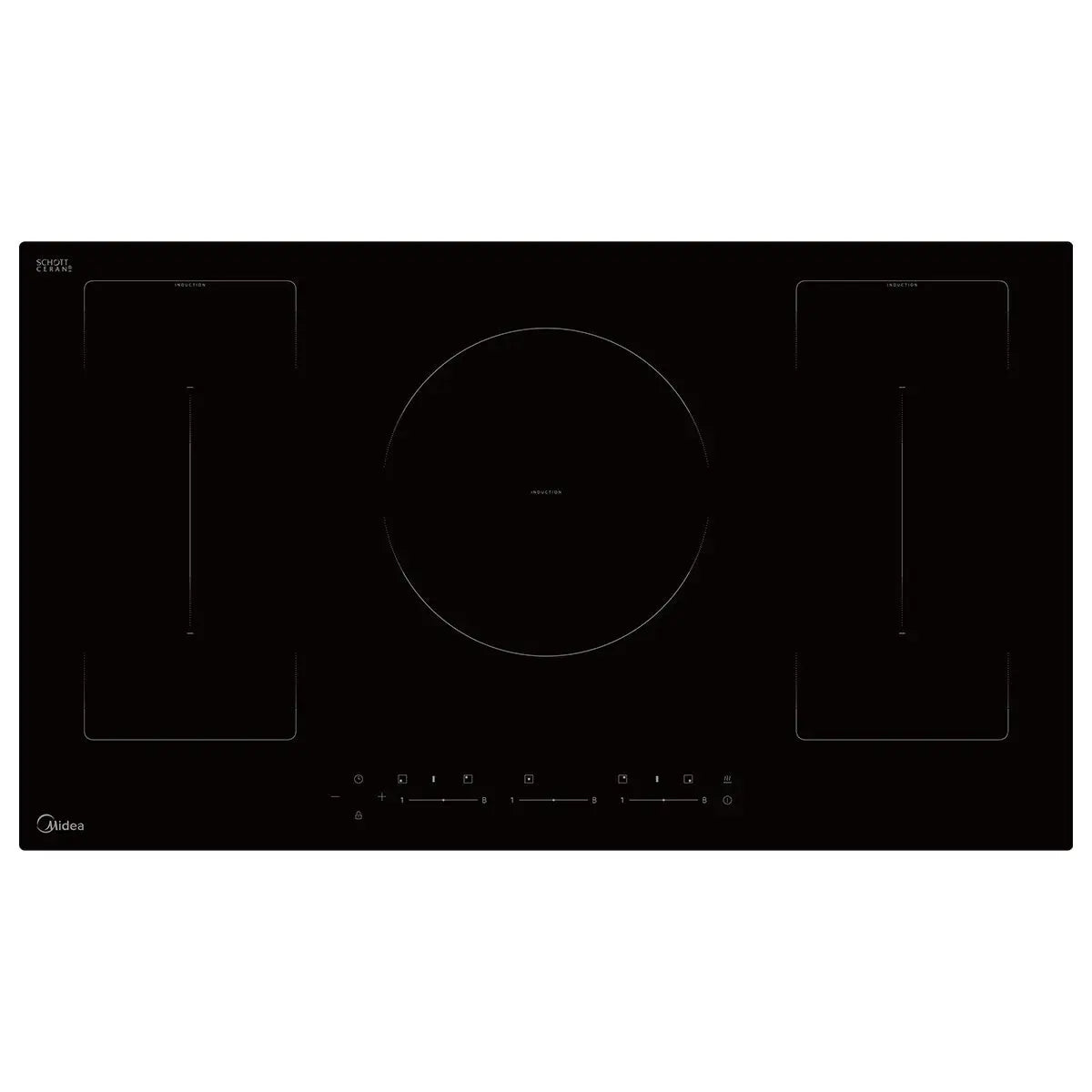 Midea 90cm 5 Zone 7200W Induction Cooktop Black MC-IV7243B2CC-A