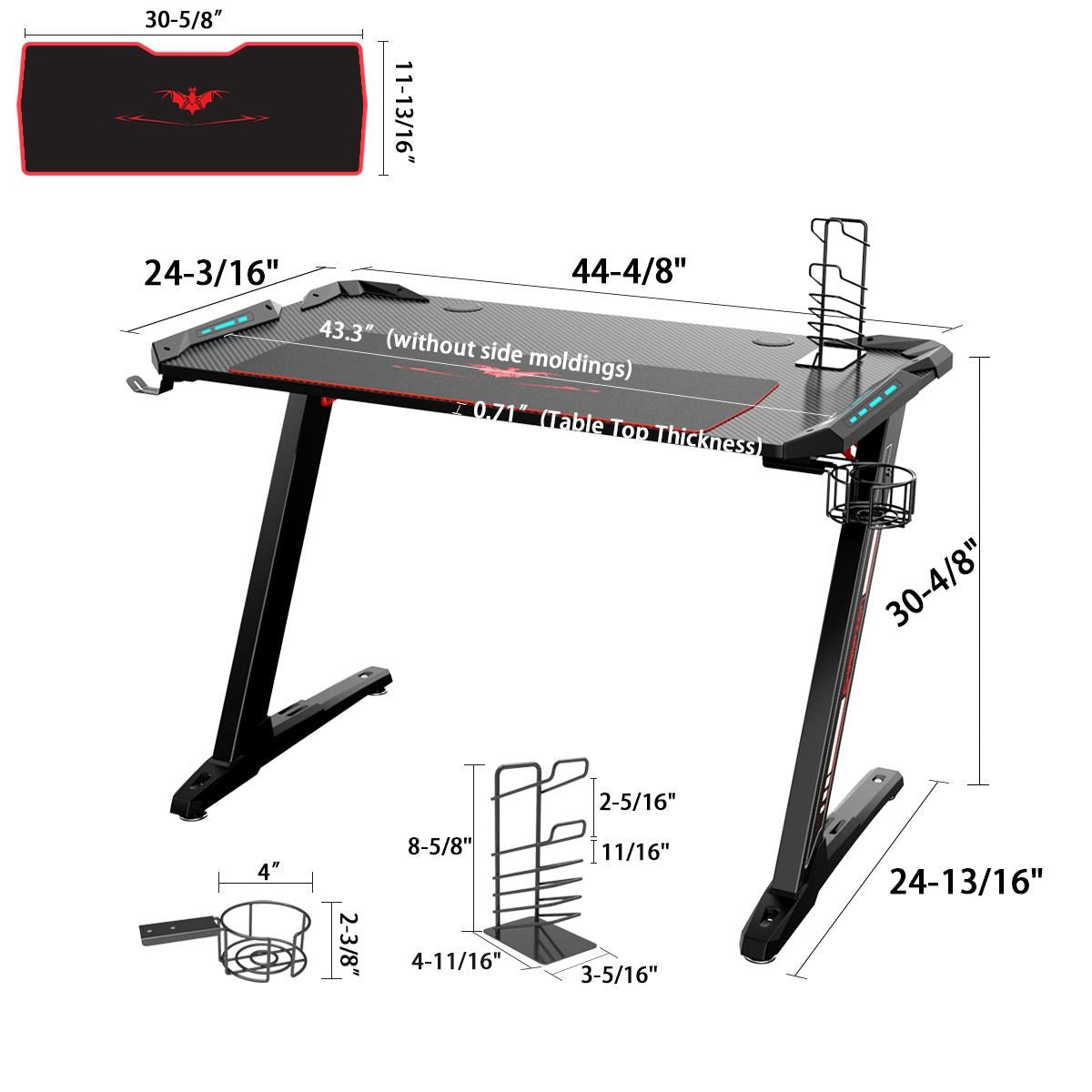 Eureka Ergonomic Z1-S Gaming Desk with LED Lights