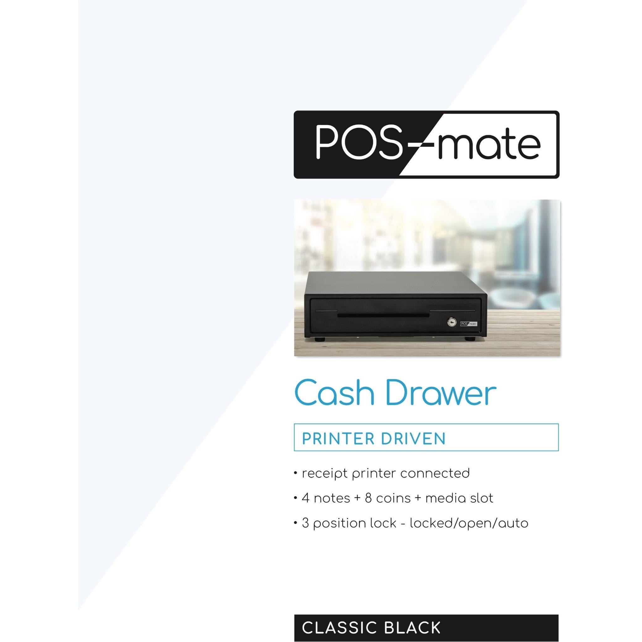 POS-mate Printer Driven Standard Cash Drawer (Black)