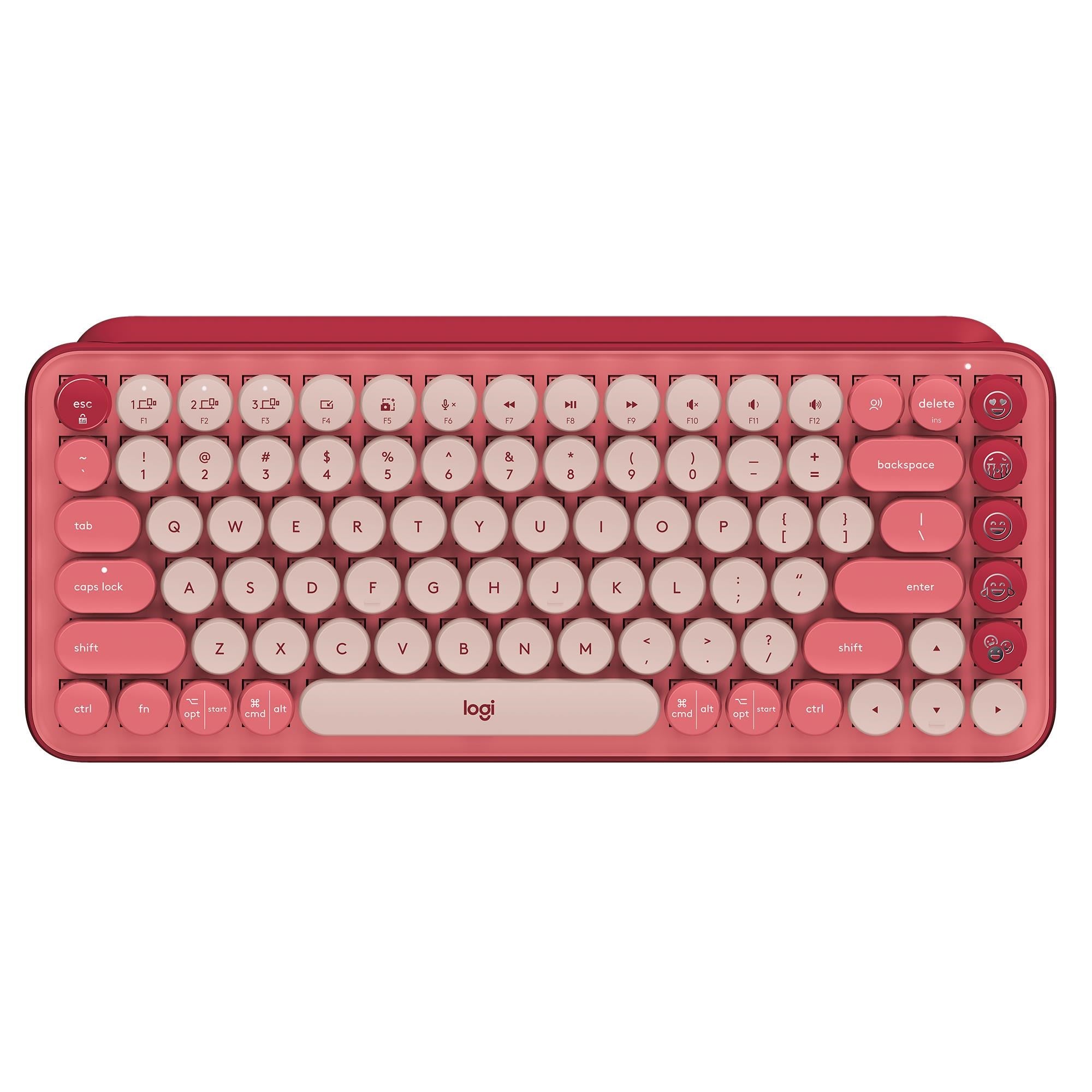 Logitech POP Keys Wireless Mechanical Keyboard with Emoji Keys (Heartbreaker Rose)