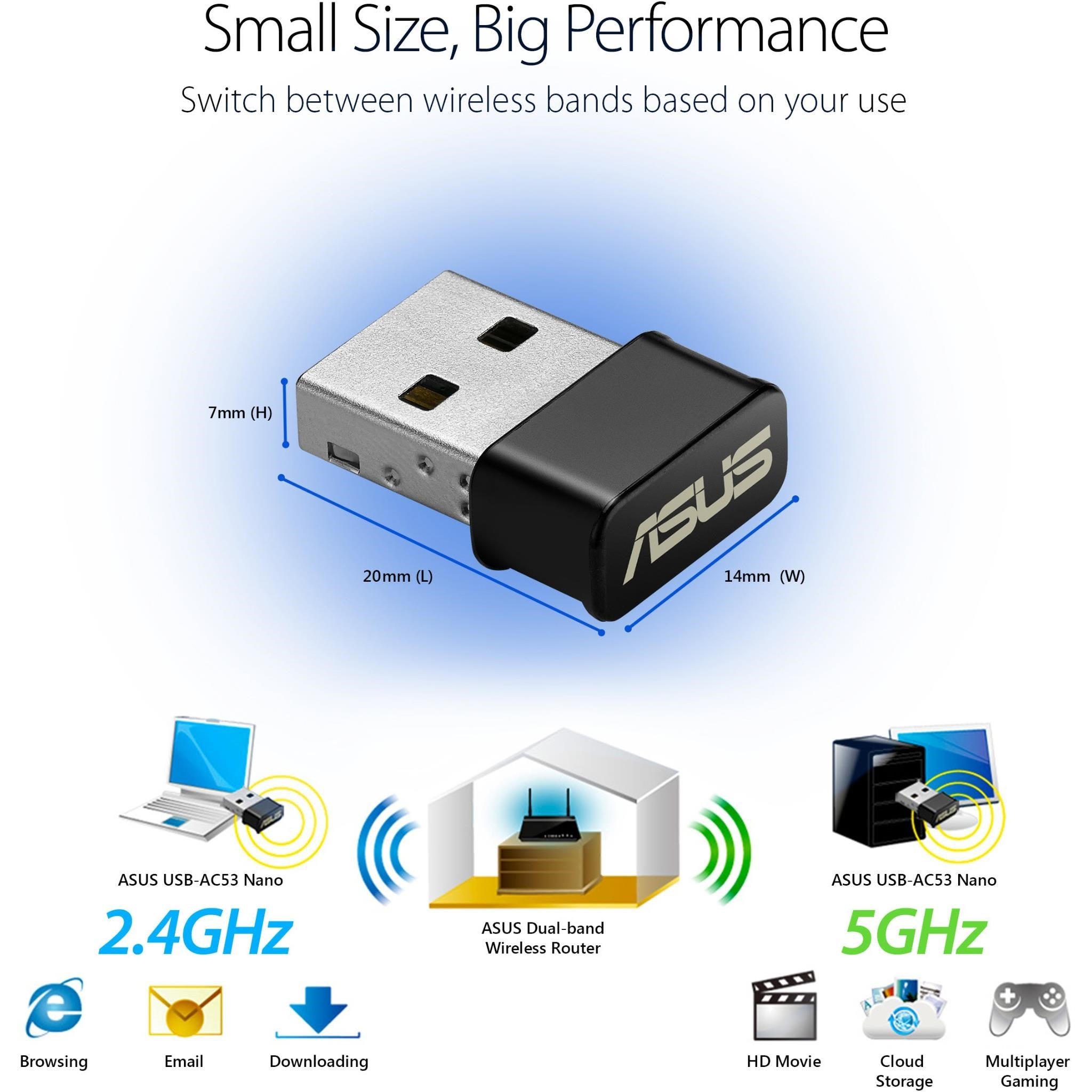 ASUS USB-AC53 AC1200 Wi-Fi 5 USB Adapter