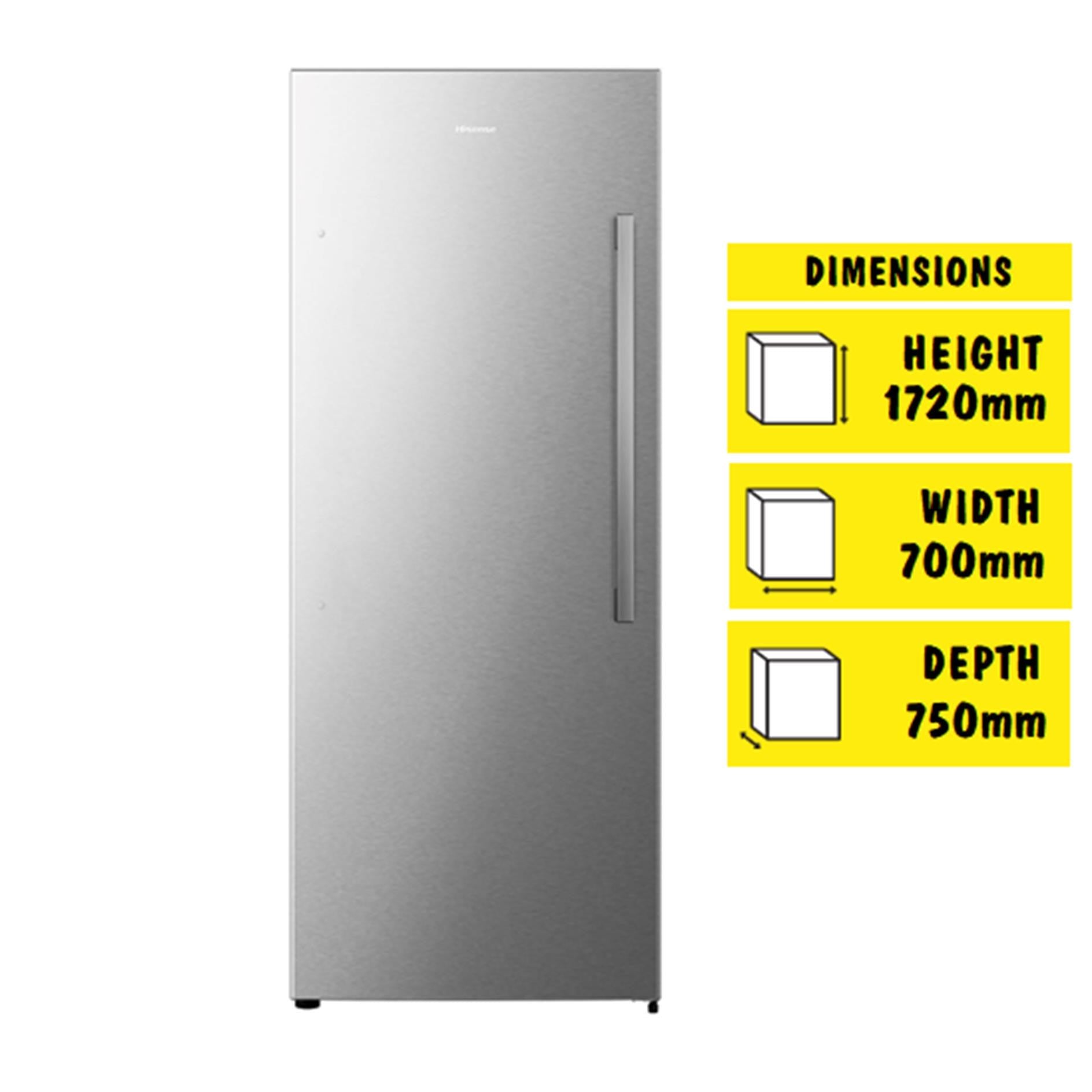 Hisense HRVF384S 384L Single Door Fridge or Freezer (Brushed Steel)