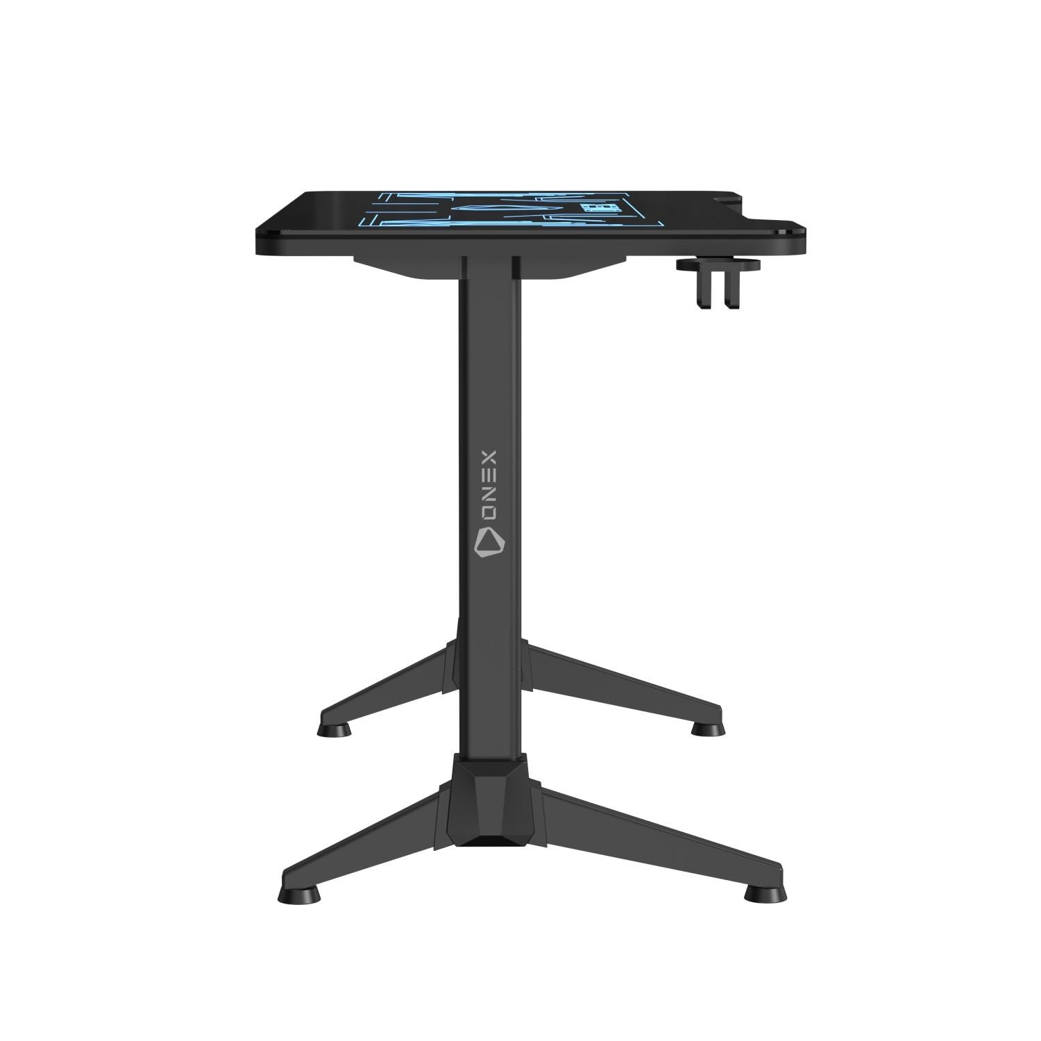 ONEX GD1400G Tempered Glass RGB Gaming Desk w/Cup Holder+ Headset Hook