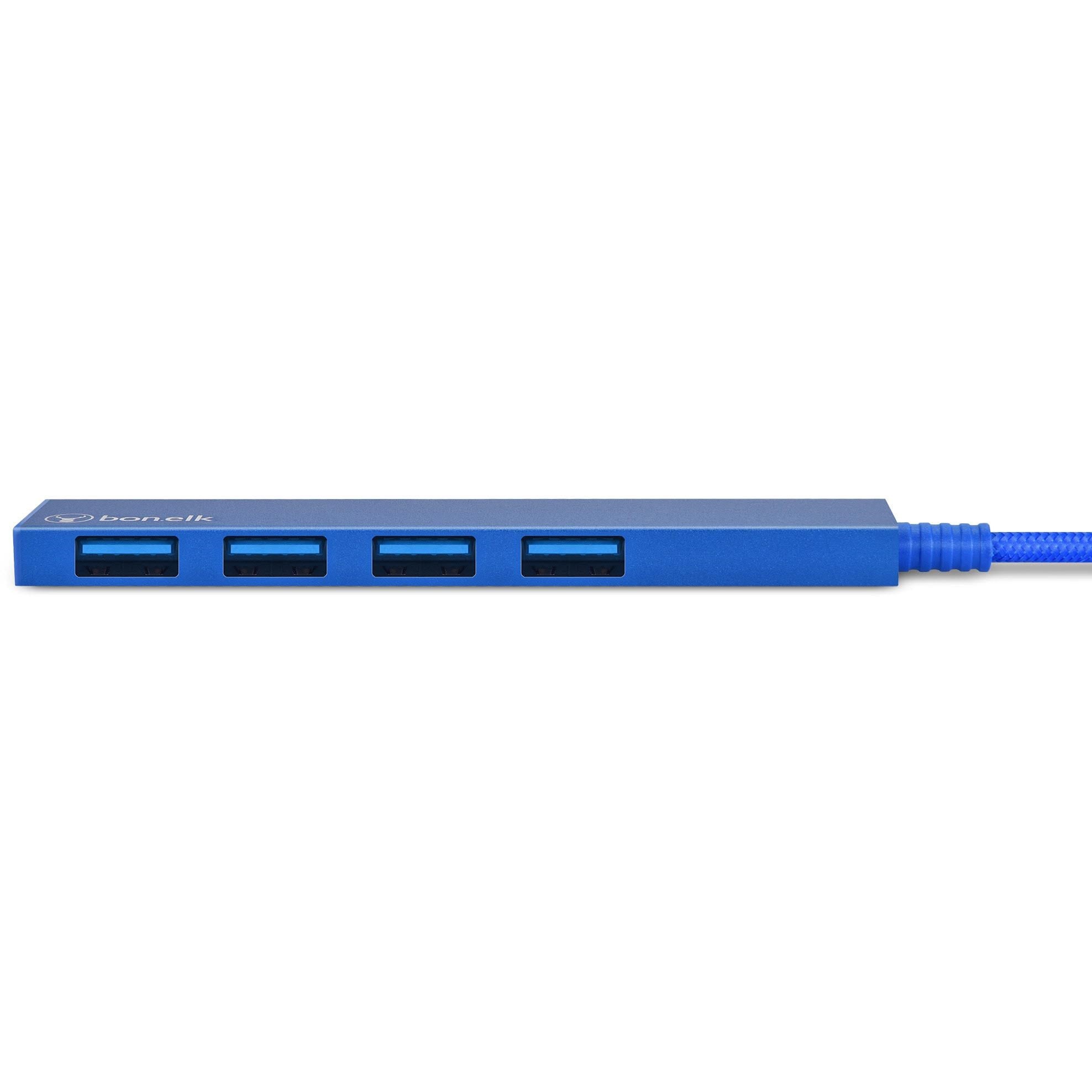 Bonelk Long-Life USB-C to 4 Port USB 3.0 Slim Hub (Blue)