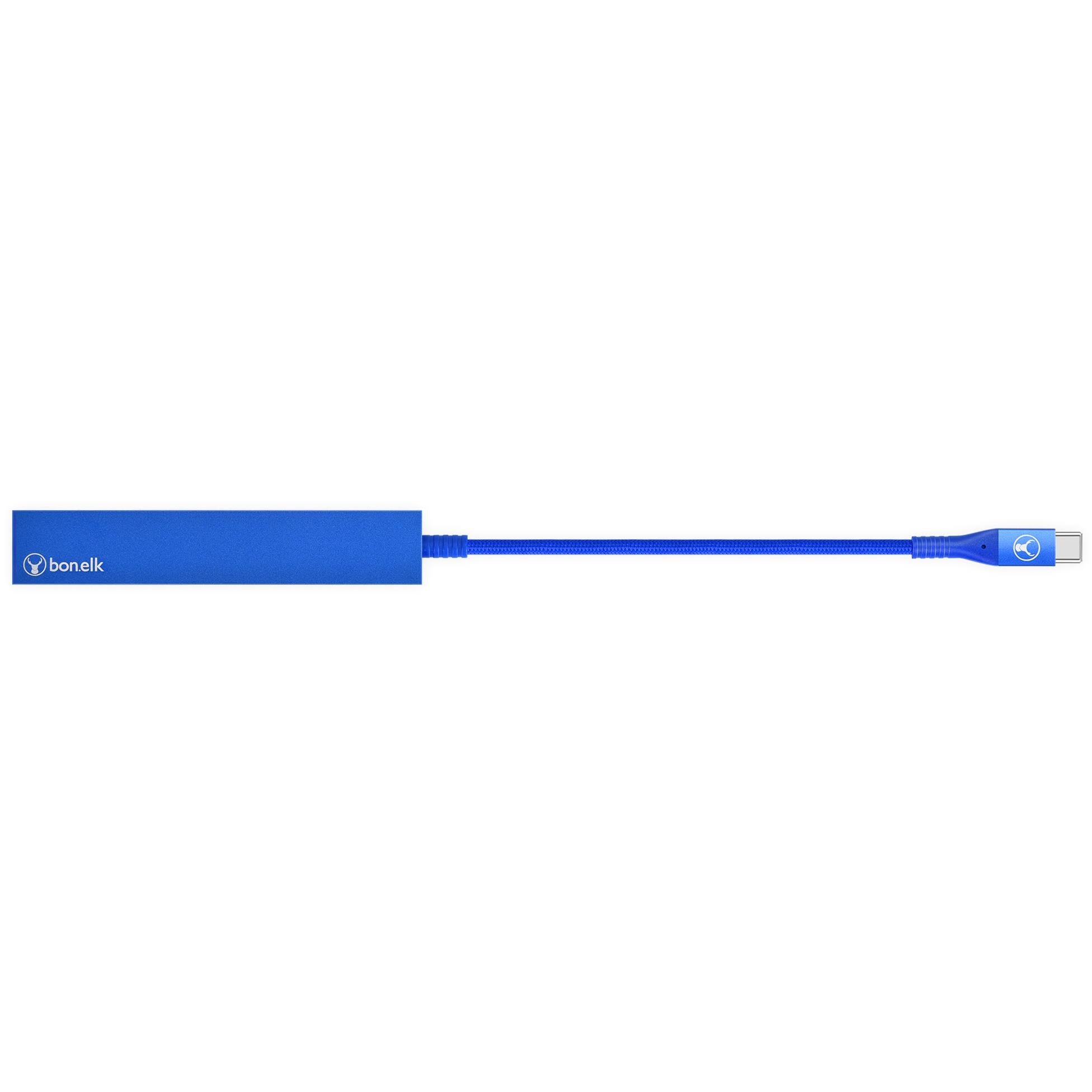 Bonelk Long-Life USB-C to 4 Port USB 3.0 Slim Hub (Blue)