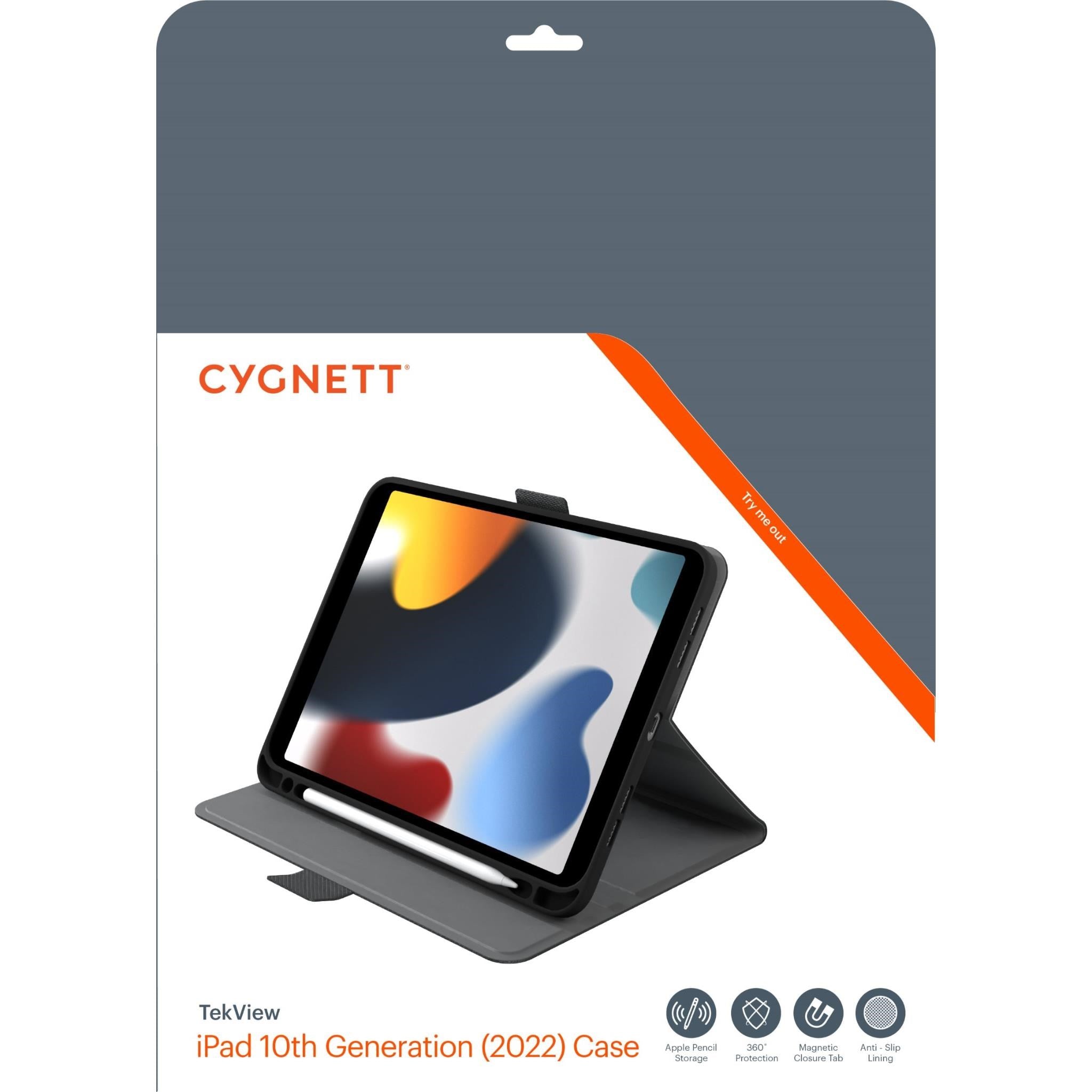 Cygnett TekView Case for iPad A16/10.9' 10th Gen (Black/Grey)