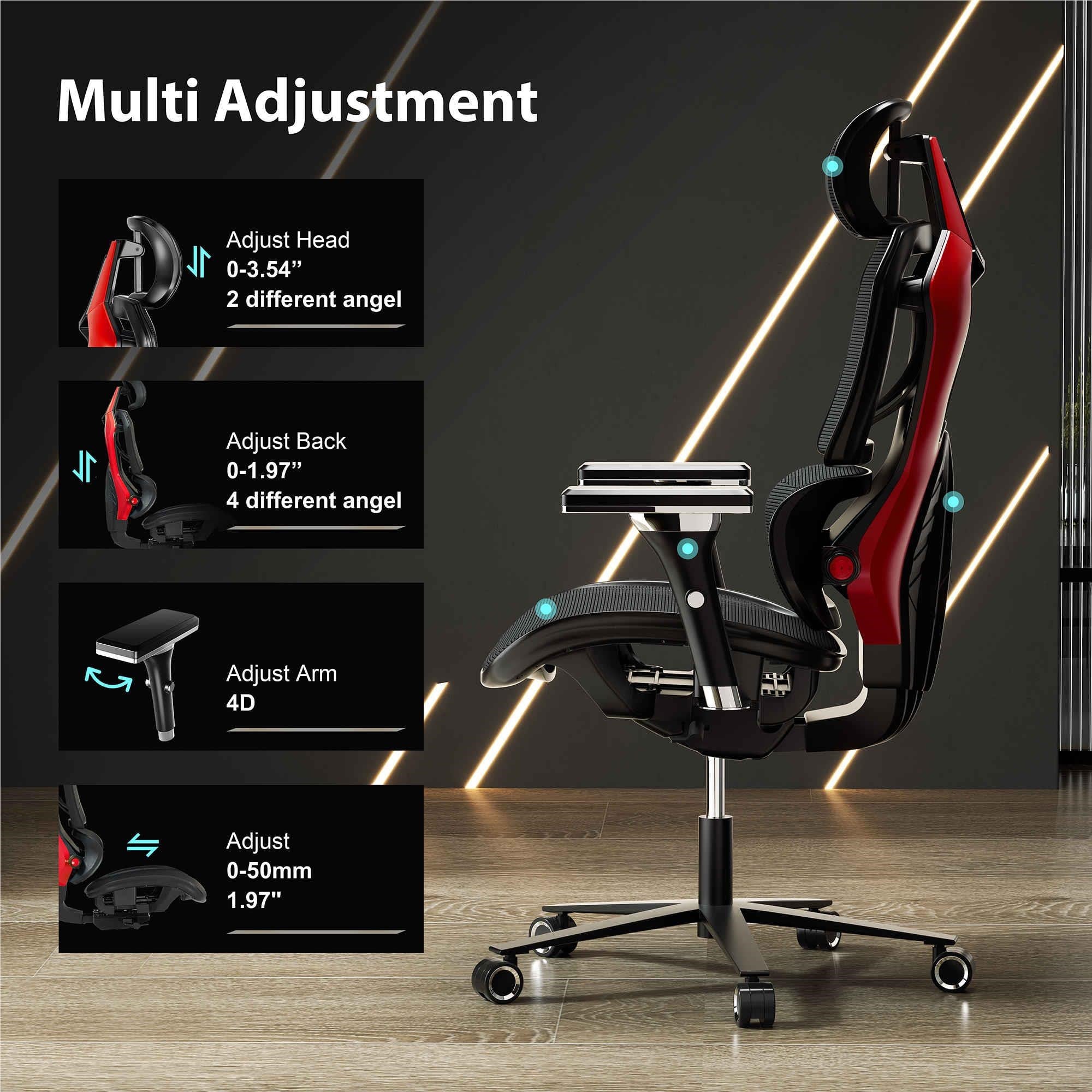 Eureka GC05 Typhon Series Ergonomic Mesh Gaming / Office Chair (Black/Red)