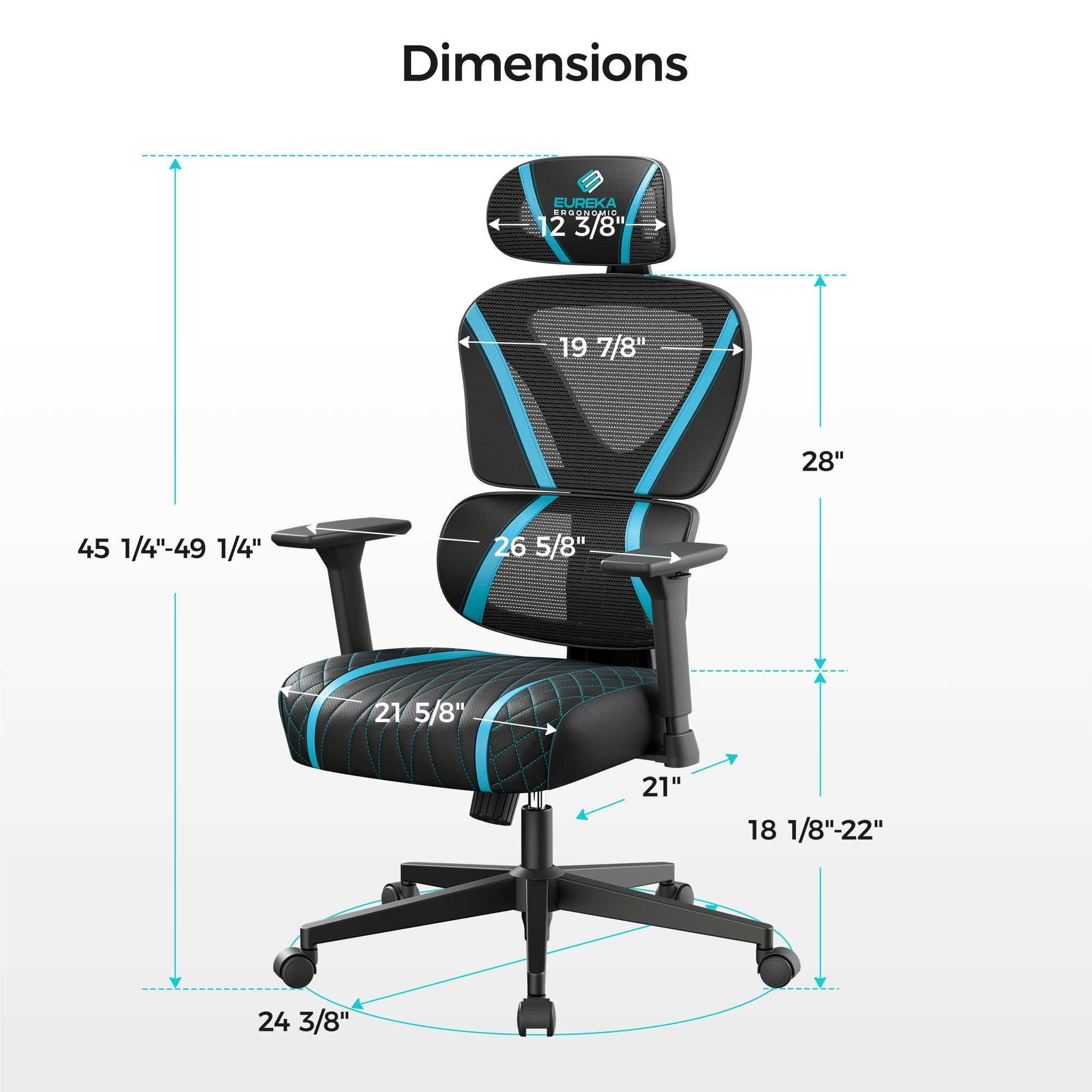 Eureka GC06 NORN Series Ergonomic Gaming / Office Chair (Black/Blue)