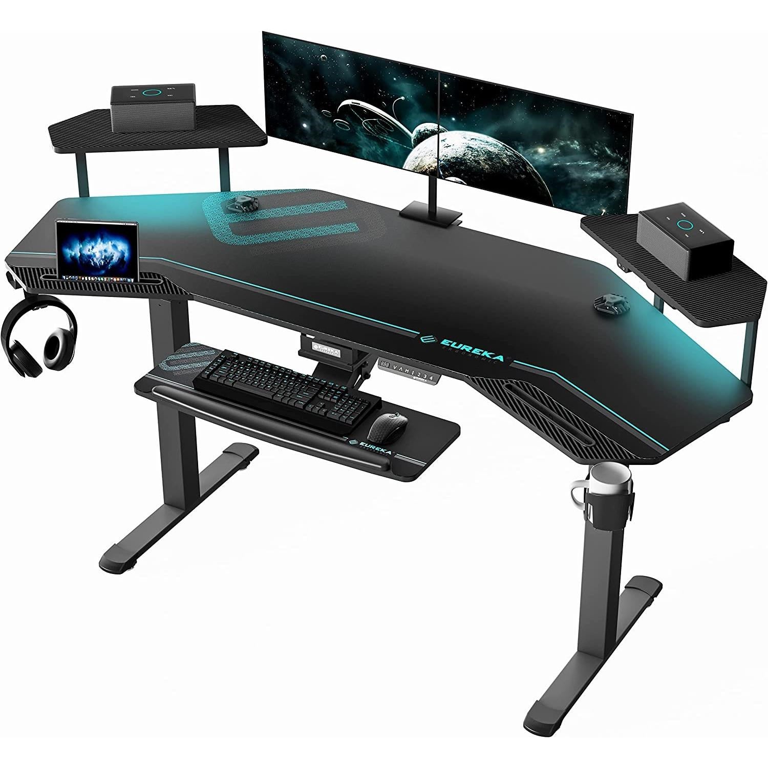 Eureka Ergonomic 72' Studio Electric Standing Office Desk With Keyboard Tray