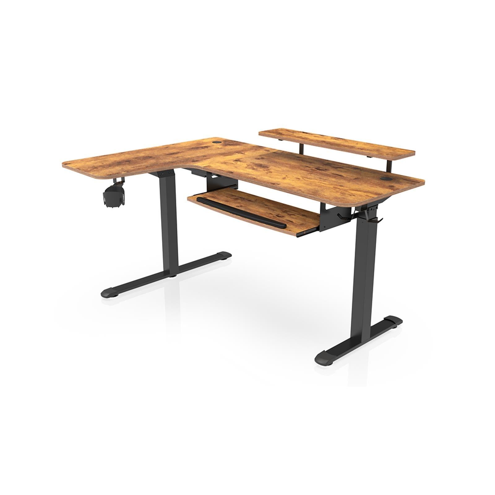 Eureka 60' L Shaped Electric Standing Rustic Brown Office Desk (Left Side)