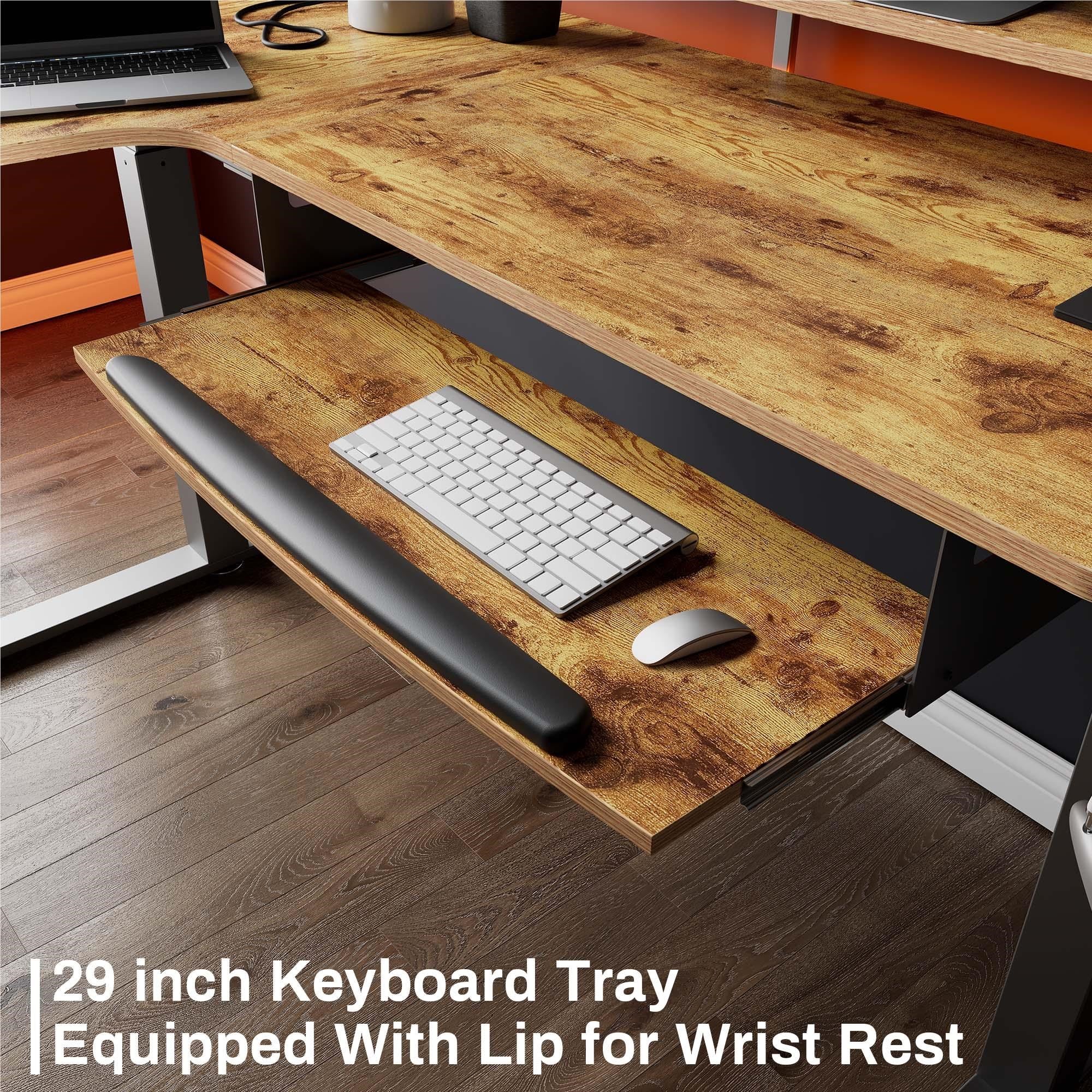 Eureka 60' L Shaped Electric Standing Rustic Brown Office Desk (Left Side)