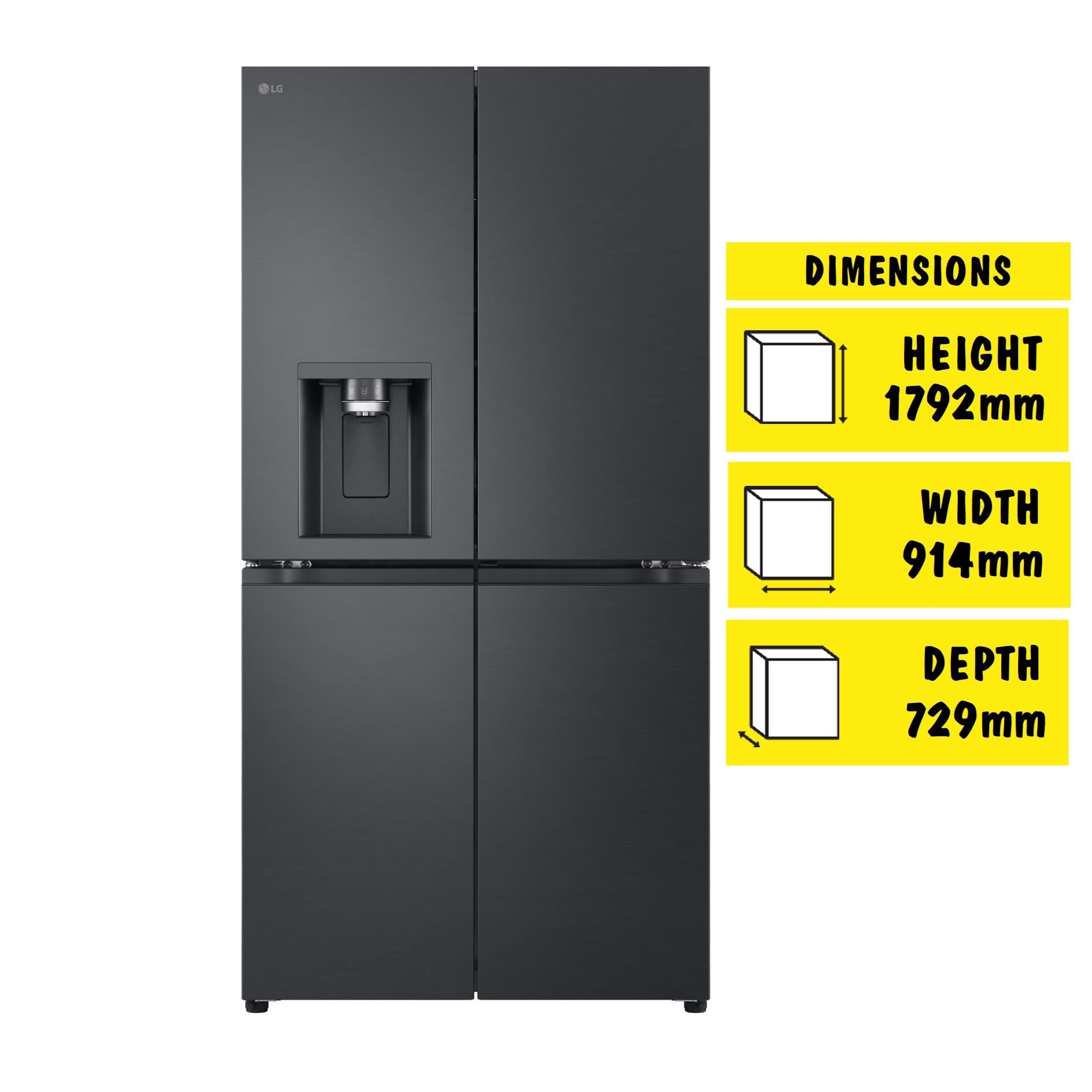 LG GF-D700MBLC 638L French Door Fridge (Matte Black)