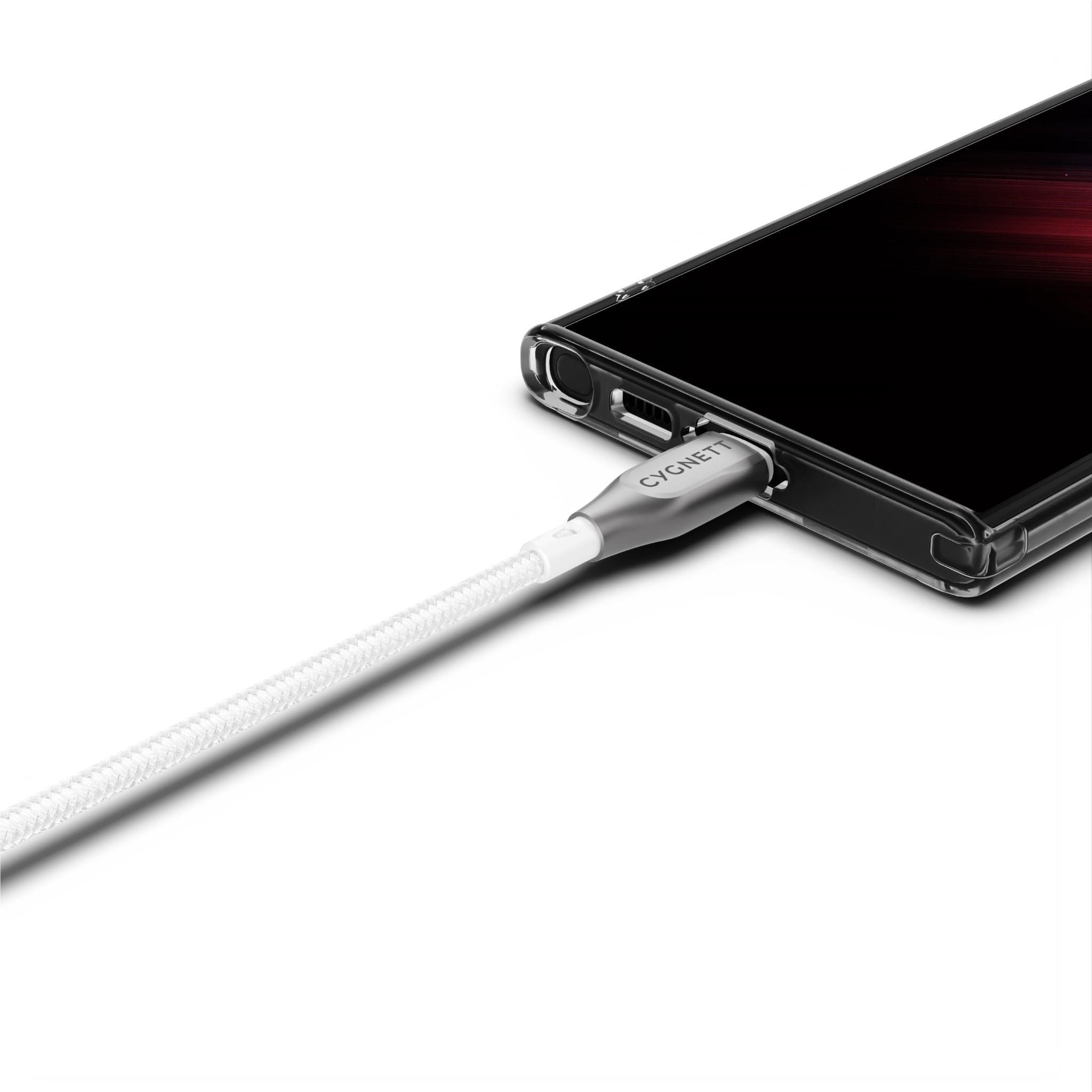 Cygnett Armoured USB-C to USB-A Cable 2M (White)