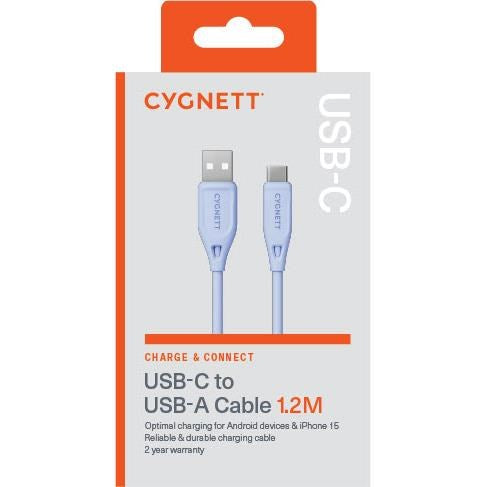 Cygnett Charge & Connect USB-C to USB-A 2.0 Cable V2 1.2m (Blue)
