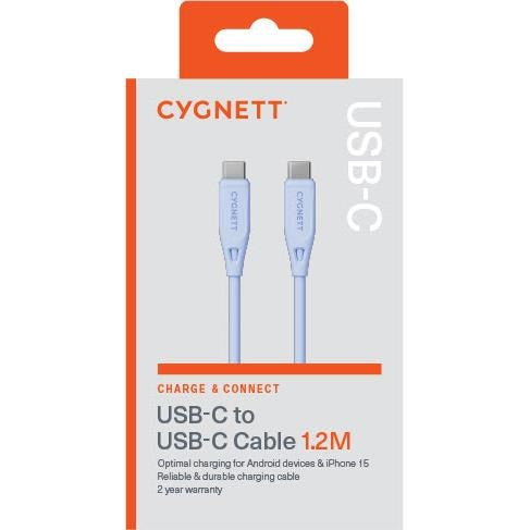 Cygnett Charge & Connect USB-C to USB-C 2.0 Cable V2 1.2m (Blue)