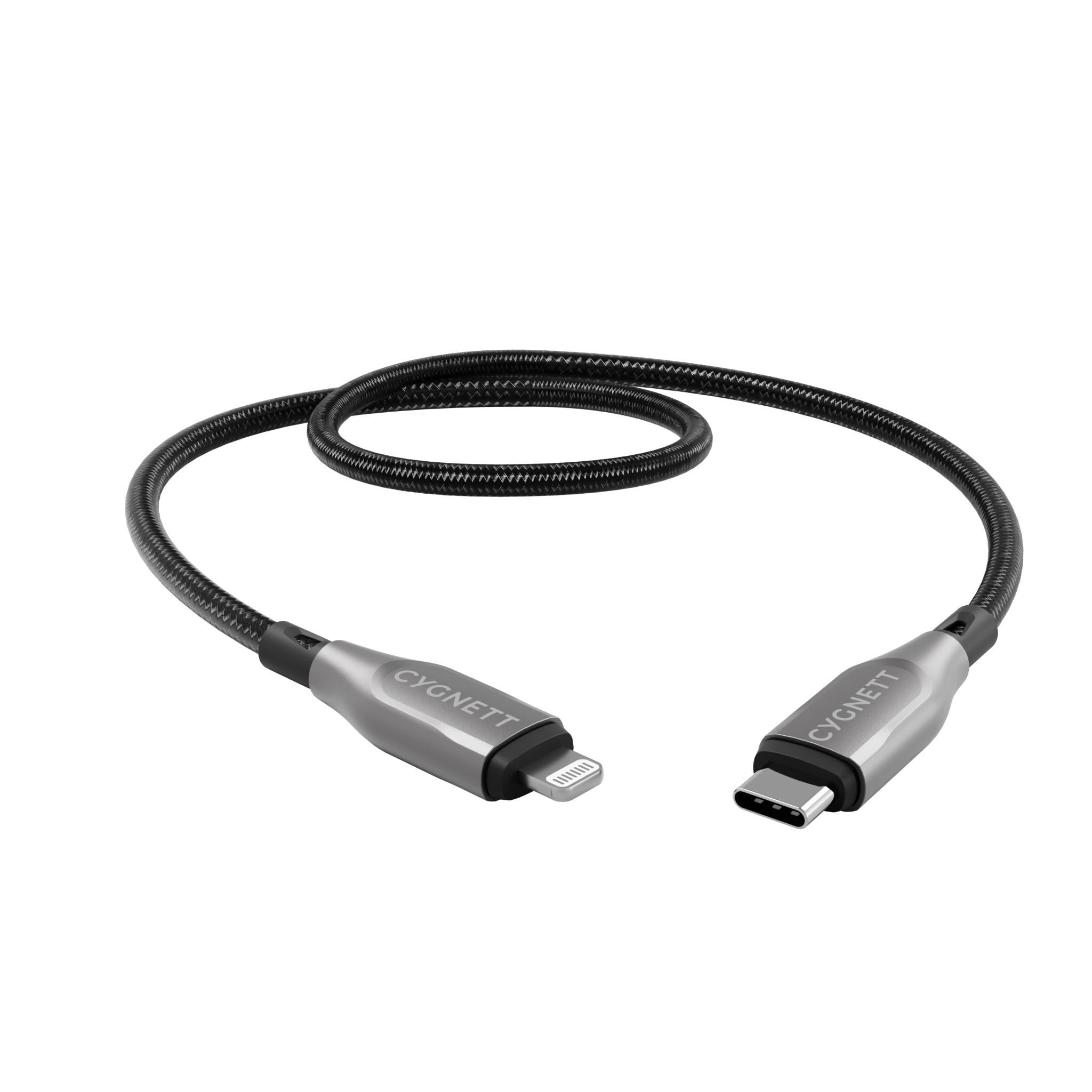 Cygnett Armoured Lightning to USB-C Cable 50cm (Black)