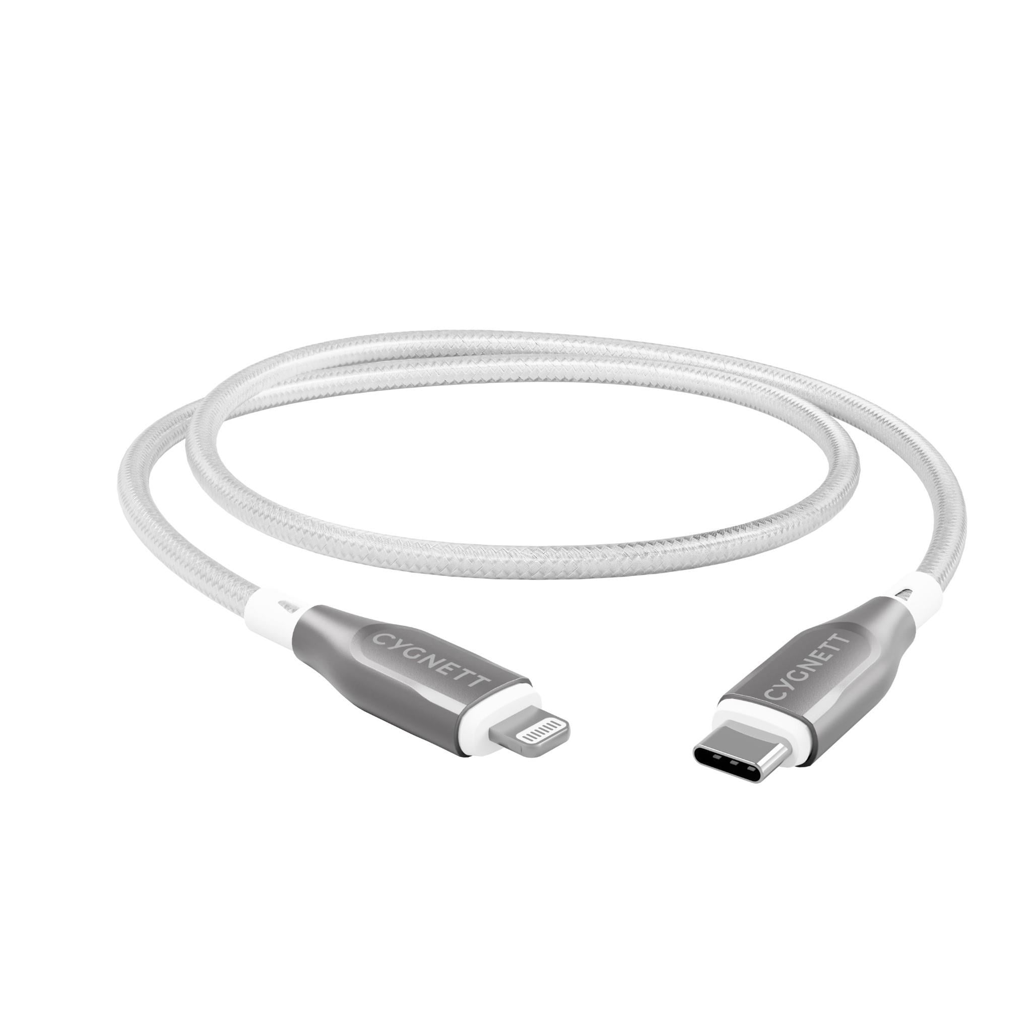 Cygnett Armoured Lightning to USB-C Cable 1M (White)