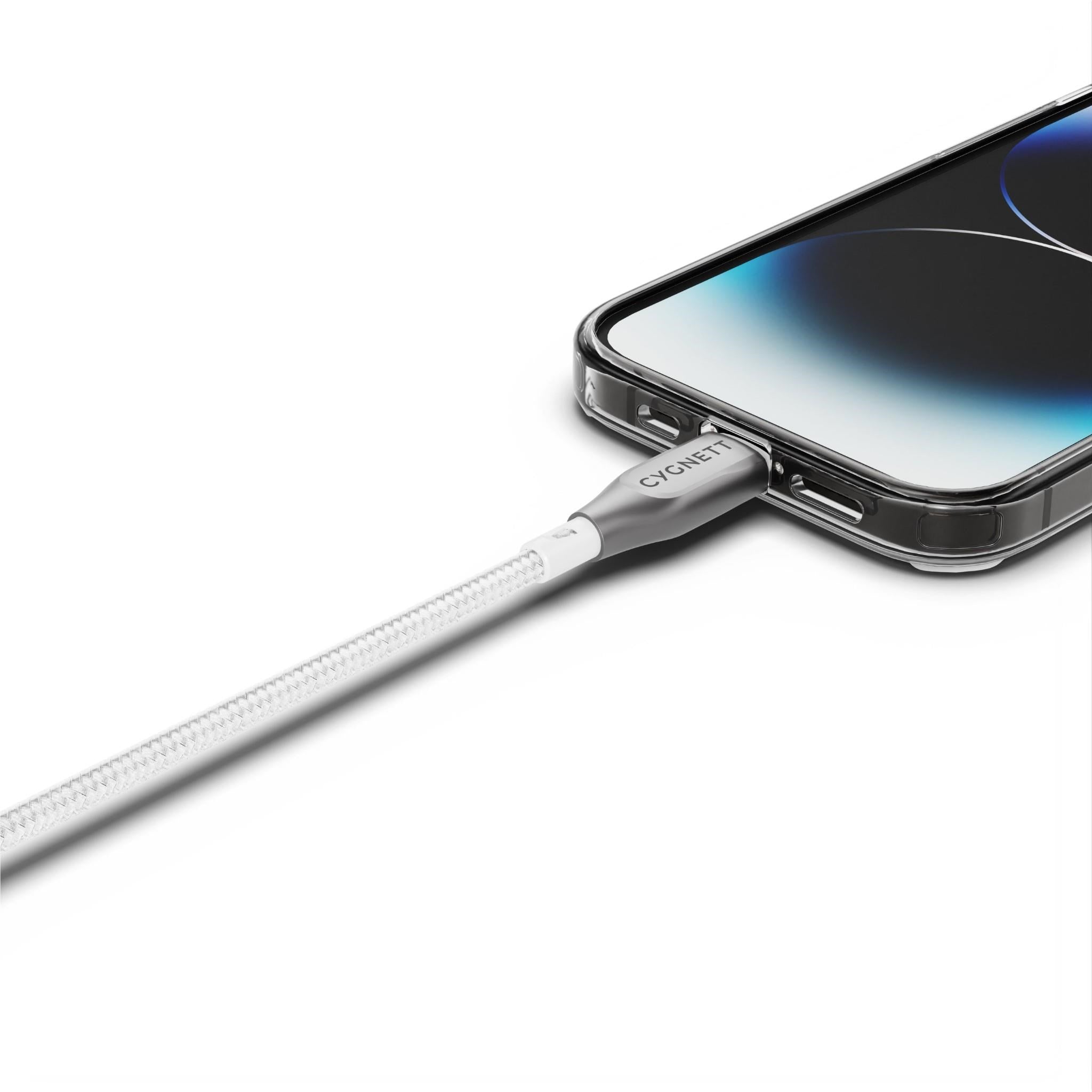 Cygnett Armoured Lightning to USB-C Cable 2M (White)