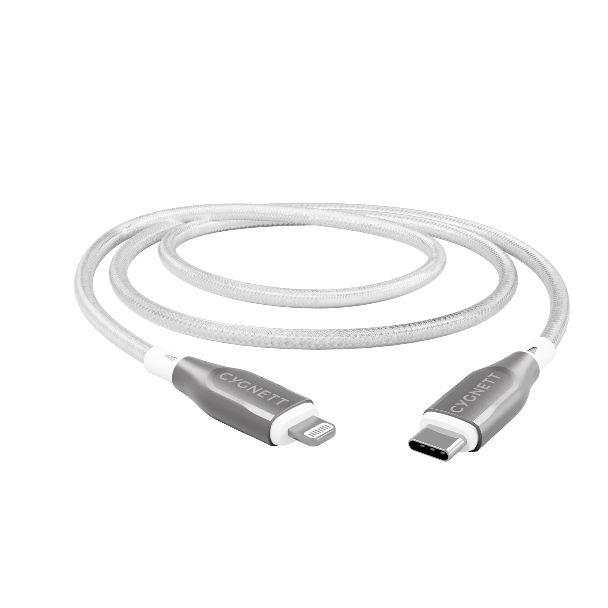 Cygnett Armoured Lightning to USB-C Cable 2M (White)