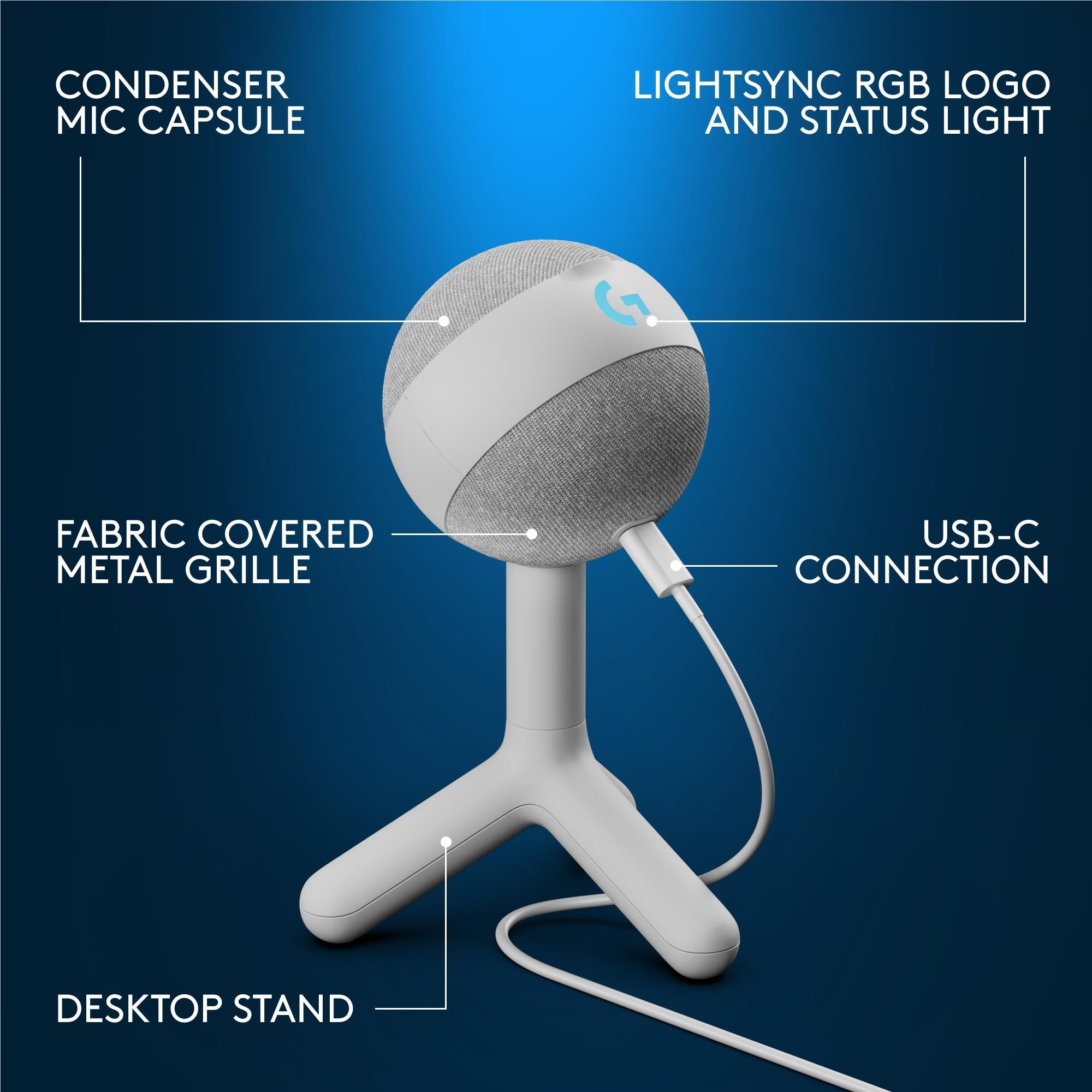 Logitech G Yeti Orb RGB Gaming Mic with LIGHTSYNC (White)