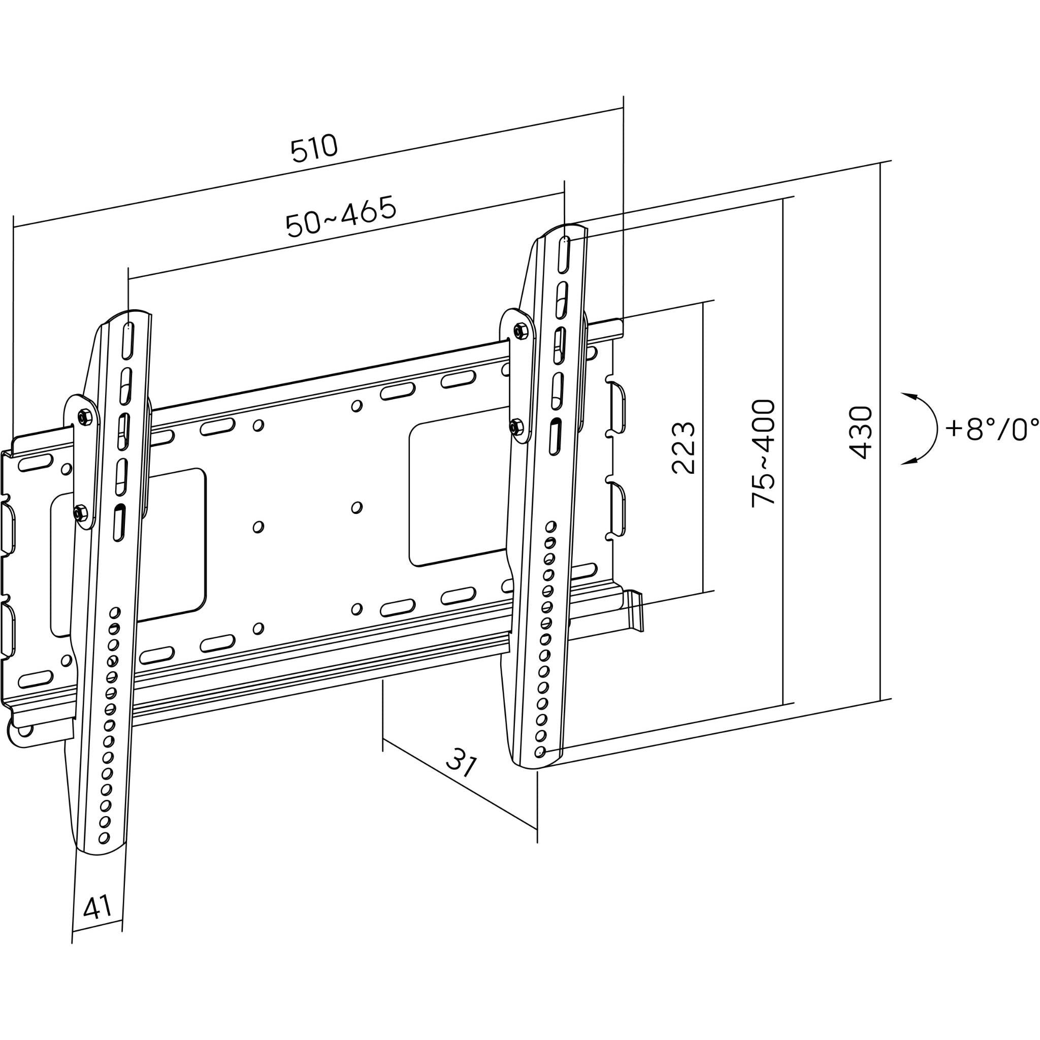 EzyMount VM-F70 Fixed Wall Bracket (TV Size 32'-55')