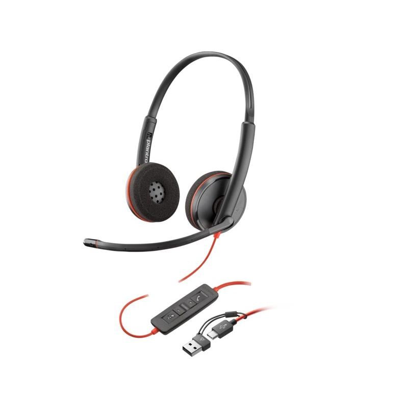 HP 8X228AA Poly Blackwire 3220 Stereo USB-C Headset + USB-C/A Adapter