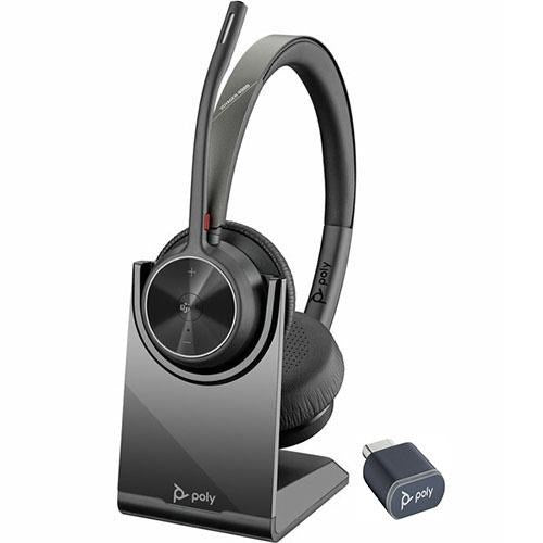 HP Poly 77Z32AA Voyager 4320 MS USB-C Stereo Wireless Headset + Charging Stand +BT700 Dongle