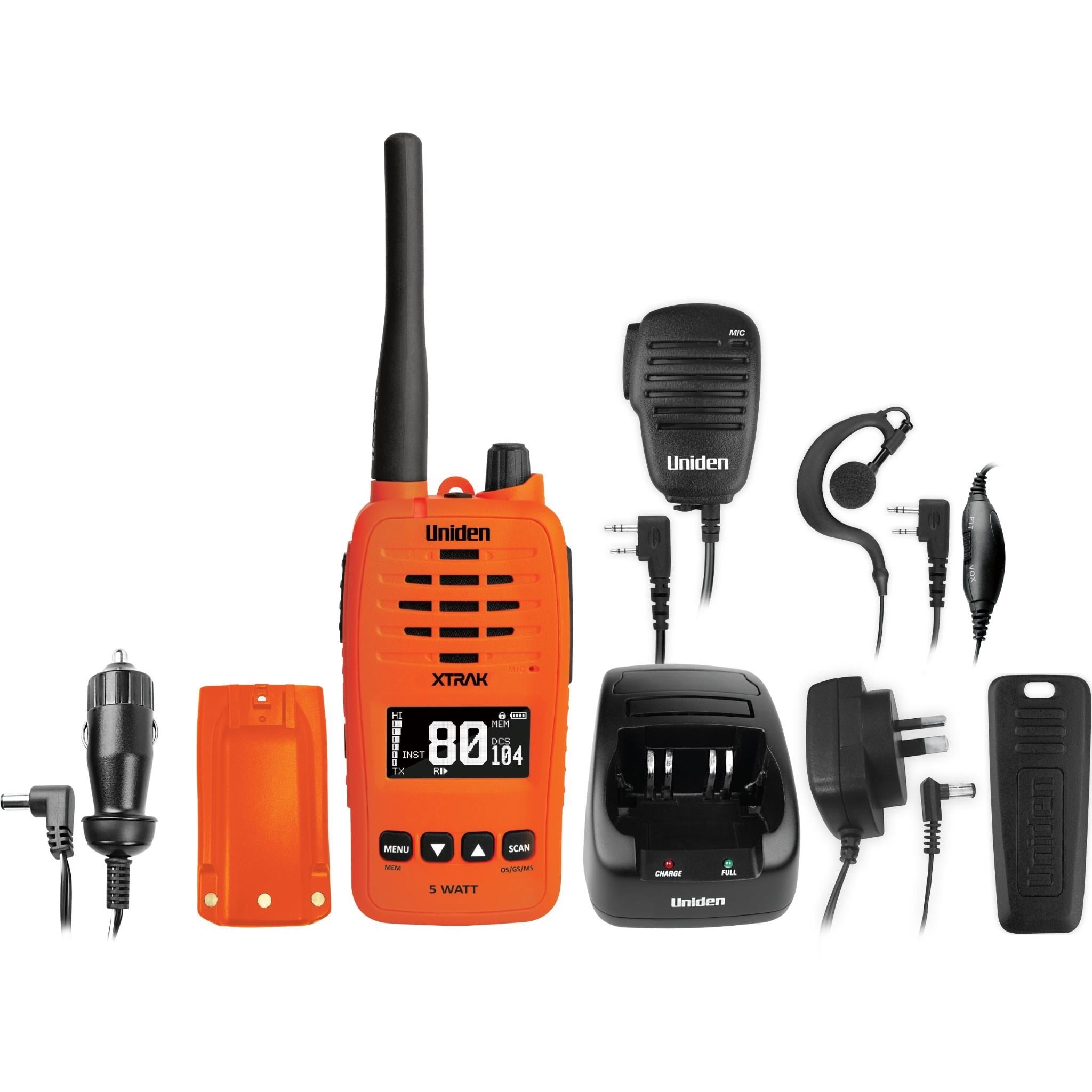 Uniden XTRAK50 5 Watt Waterproof Smart UHF Handheld Radio (Orange)
