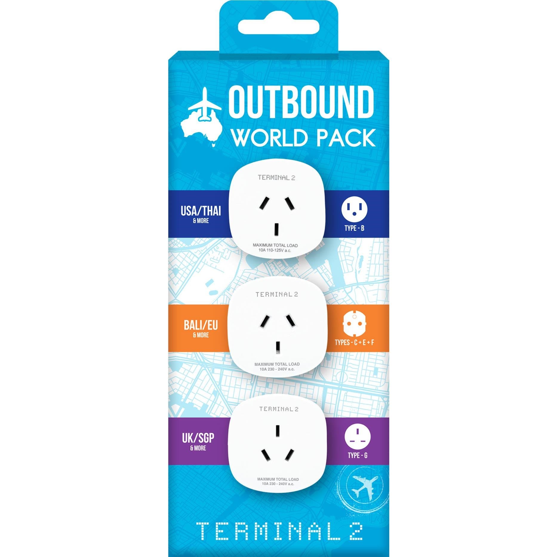 Terminal 2 Travel Adaptor V2 (3 Pack EU/UK/USA)