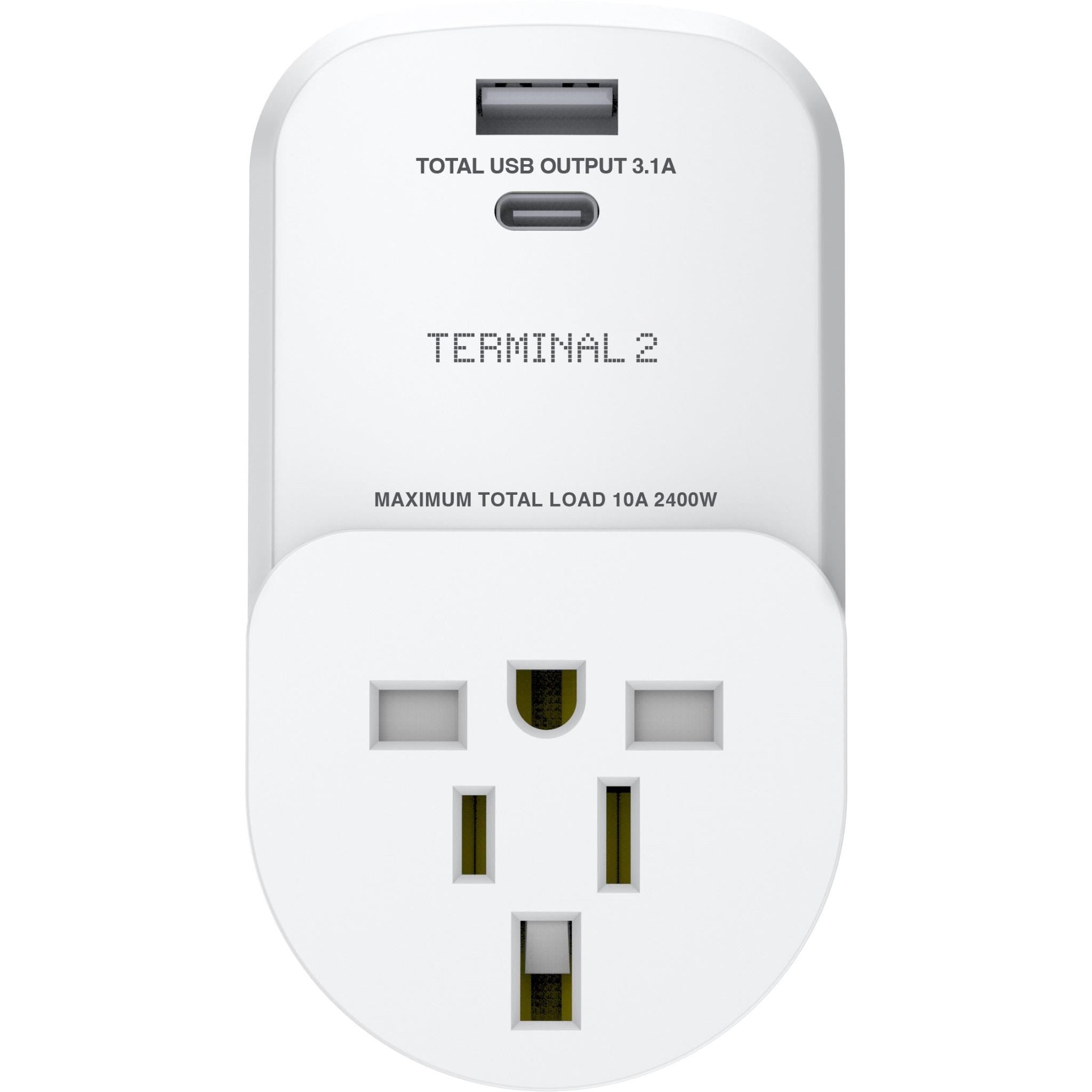 Terminal 2 Inbound Travel Adaptor with USB-A and USB-C Ports Australia V2