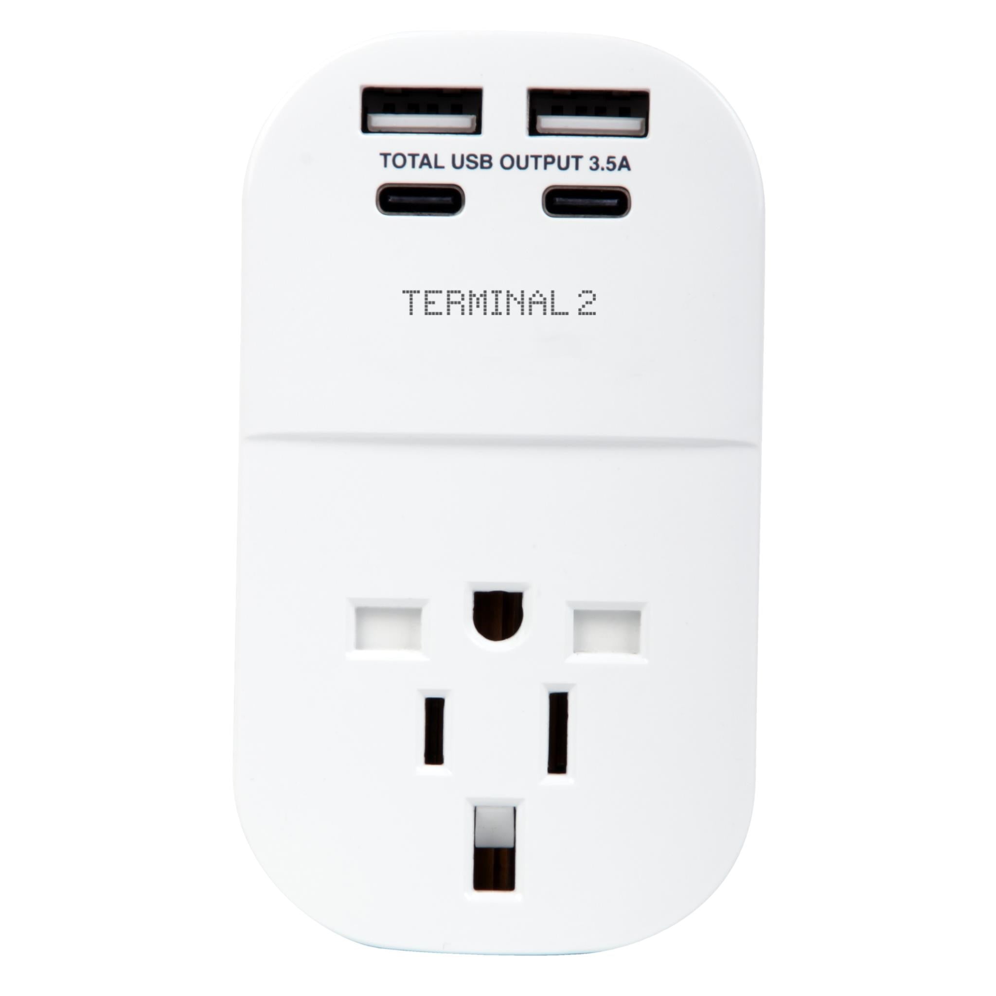 Terminal 2 Inbound Travel Adapter with 4 USB Ports from USA. Japan. UK. Hong Kong V2