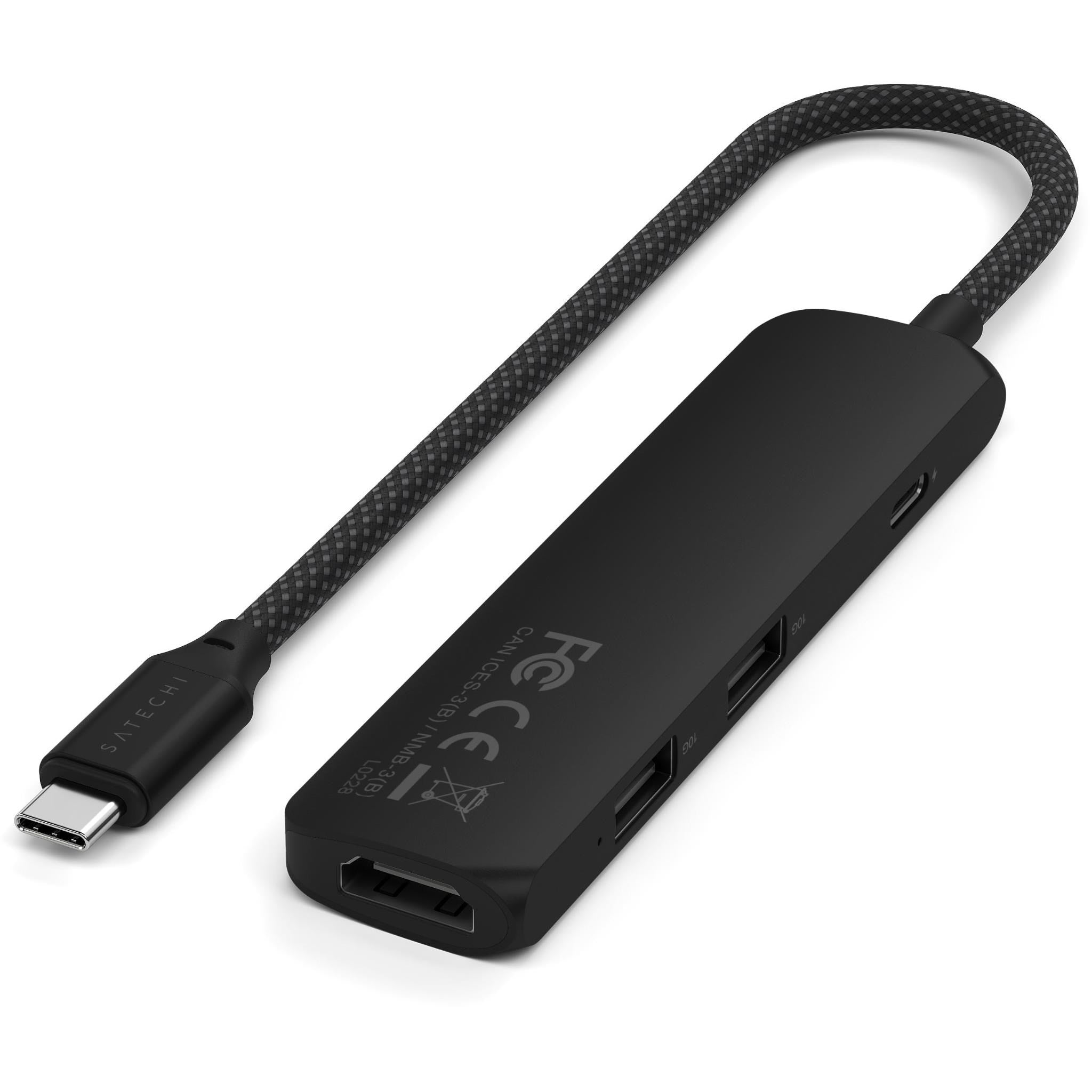 Satechi 4-in-1 USB-C Slim Multiport Adapter 4K (Black)