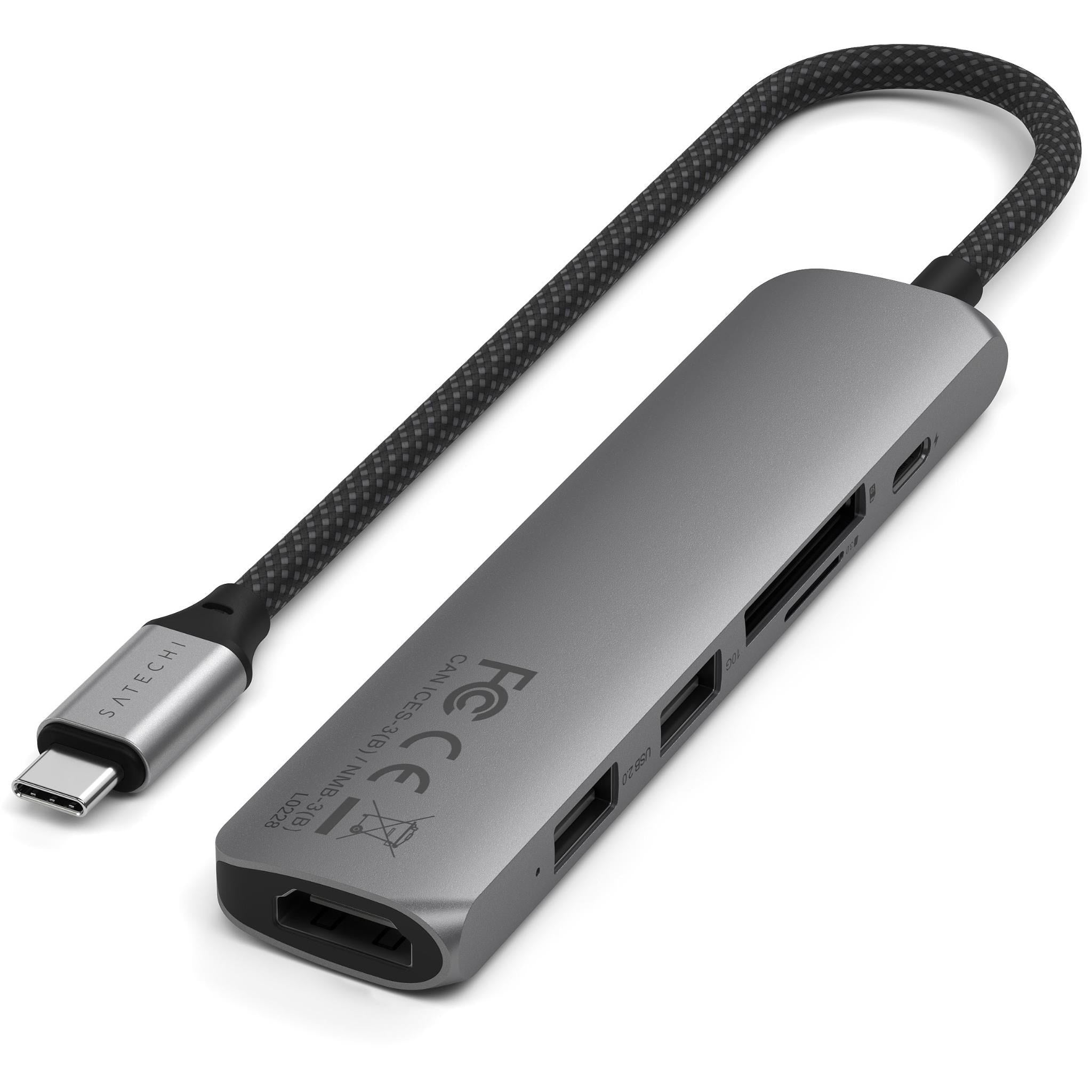 Satechi 6-in-1 USB-C Slim Multiport Adapter 4K (Space Grey)