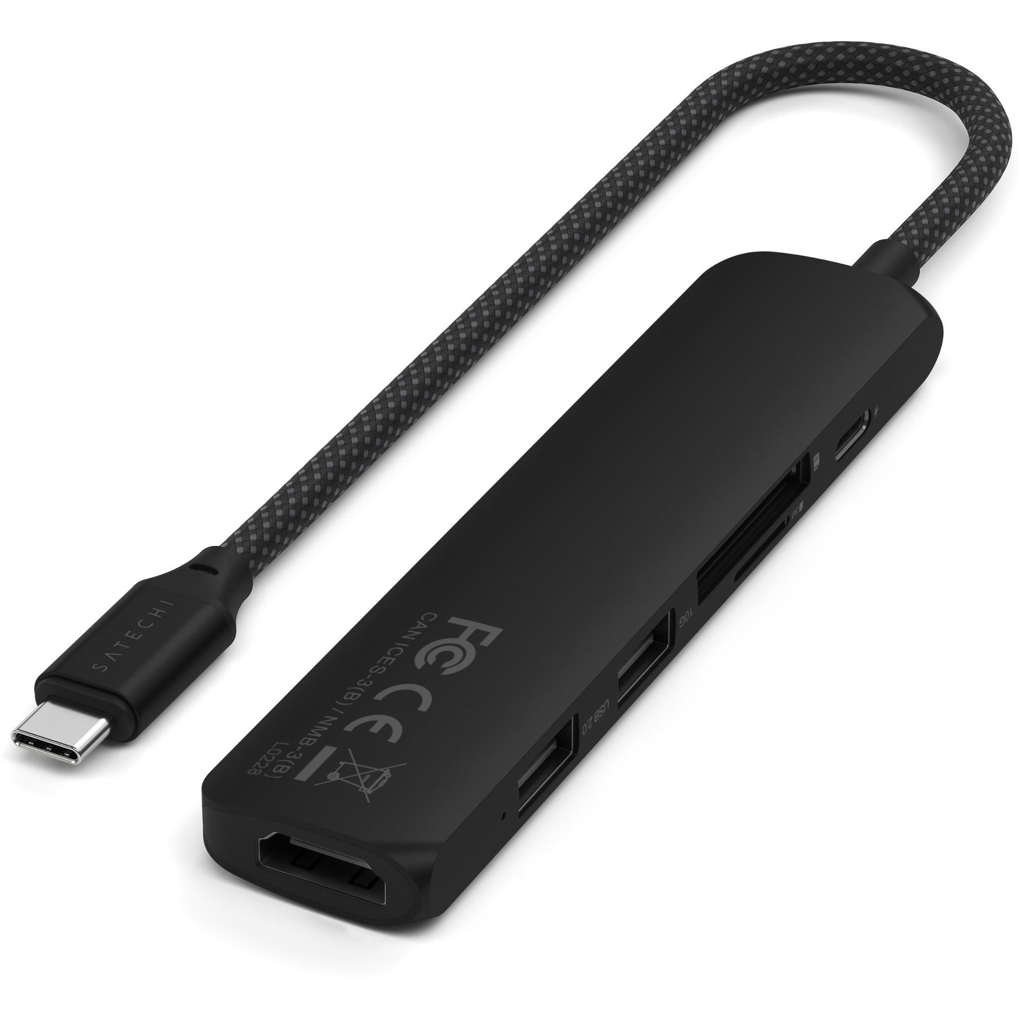 SatechiI 6-in-1 USB-C Slim Multiport Adapter 4K (Black)