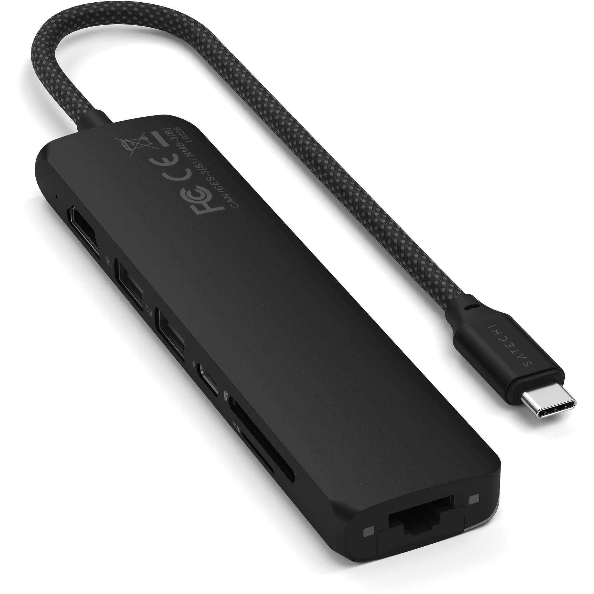 Satechi 7-in-1 USB-C Slim Multiport Adapter 4K (Black)