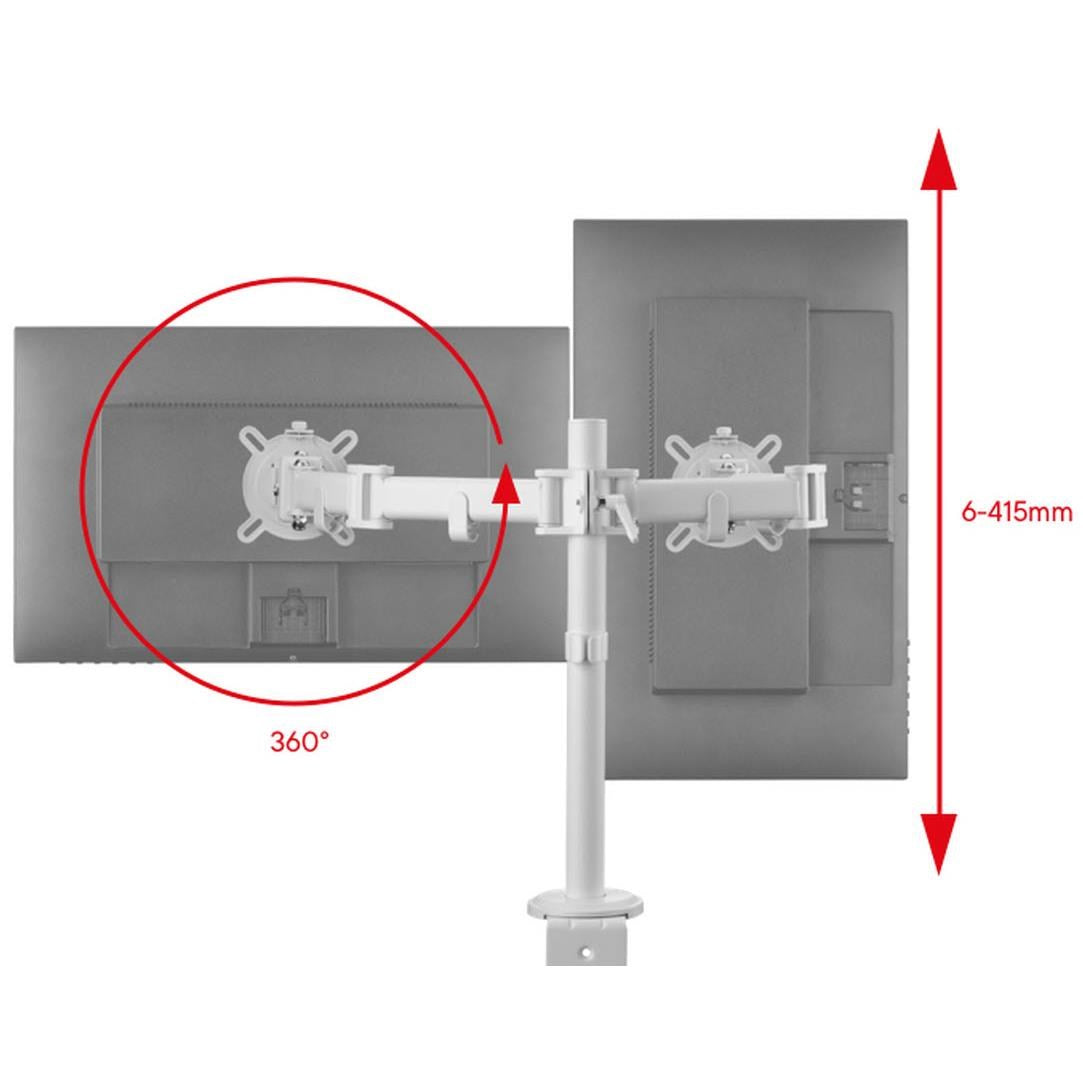 One For All Smart series Dual Monitor Arm (White)