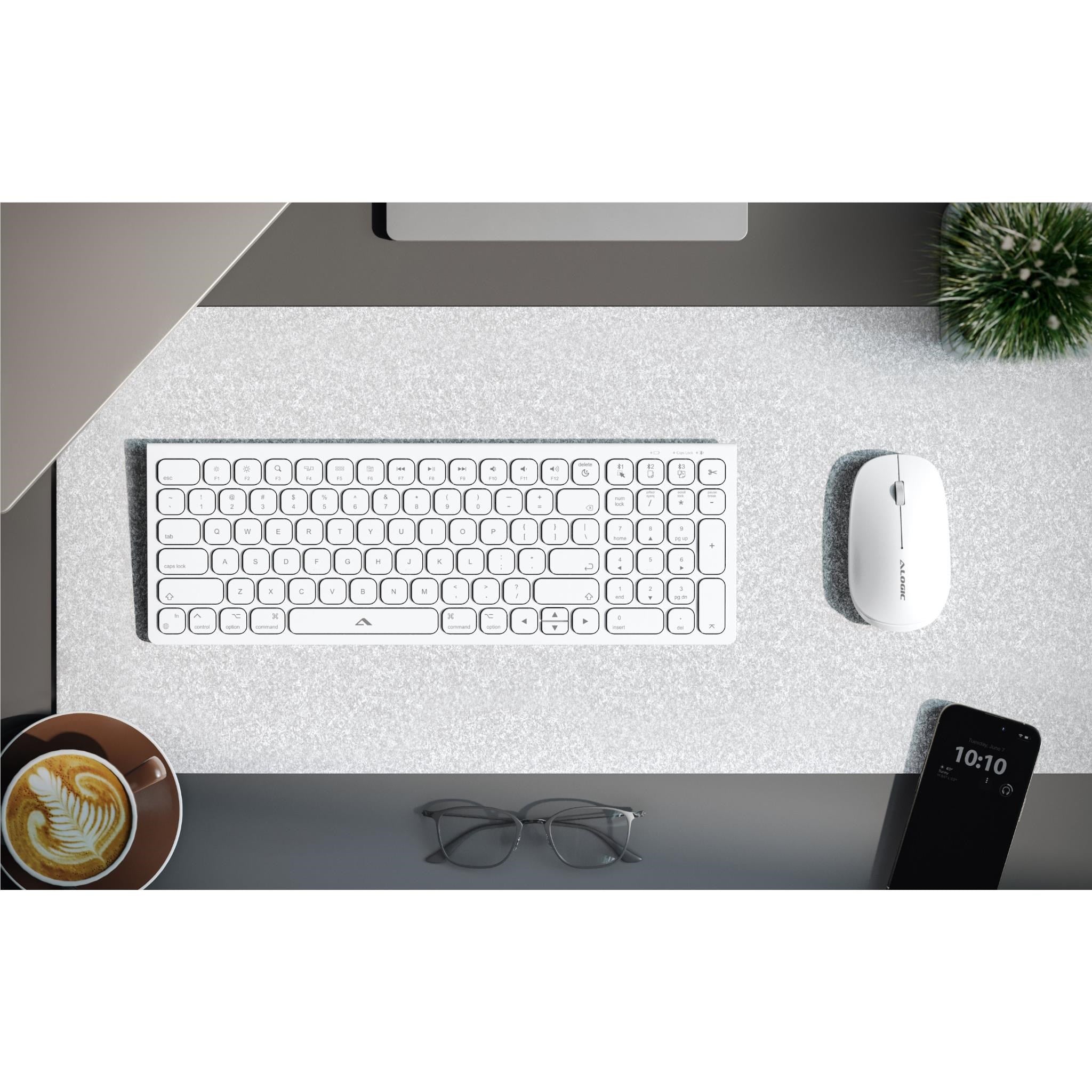 Alogic Echelon Compact USB-C Rechargeable Bluetooth Keyboard & Mouse for Mac (White)