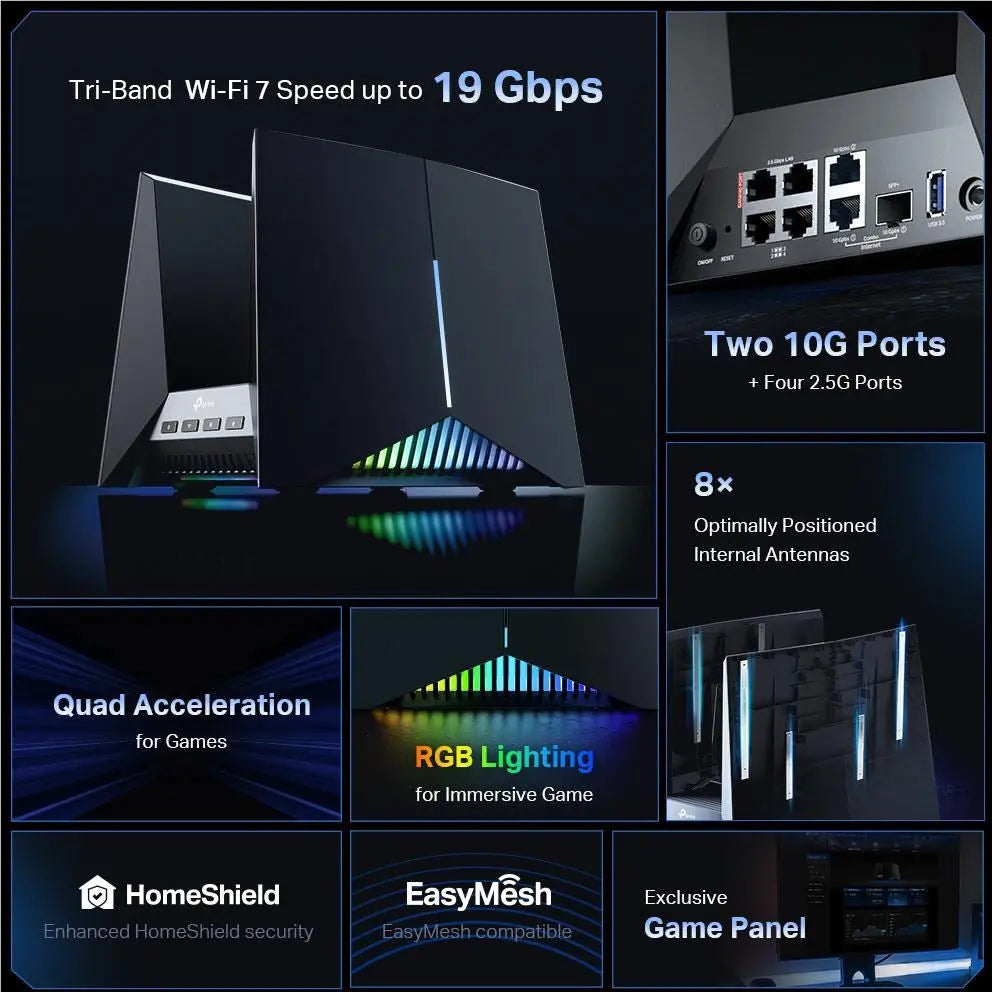 TP-Link ARCHER GE800 BE19000 Wi-Fi 7 Gaming Router
