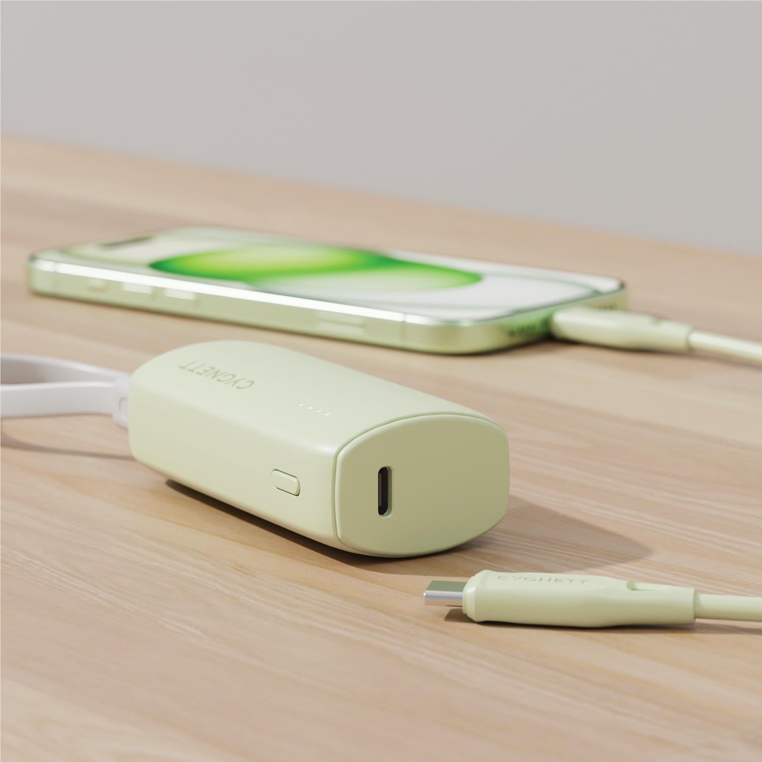Cygnett Charge Connect 5K Power Bank with Integrated USB-C Cable (Green)