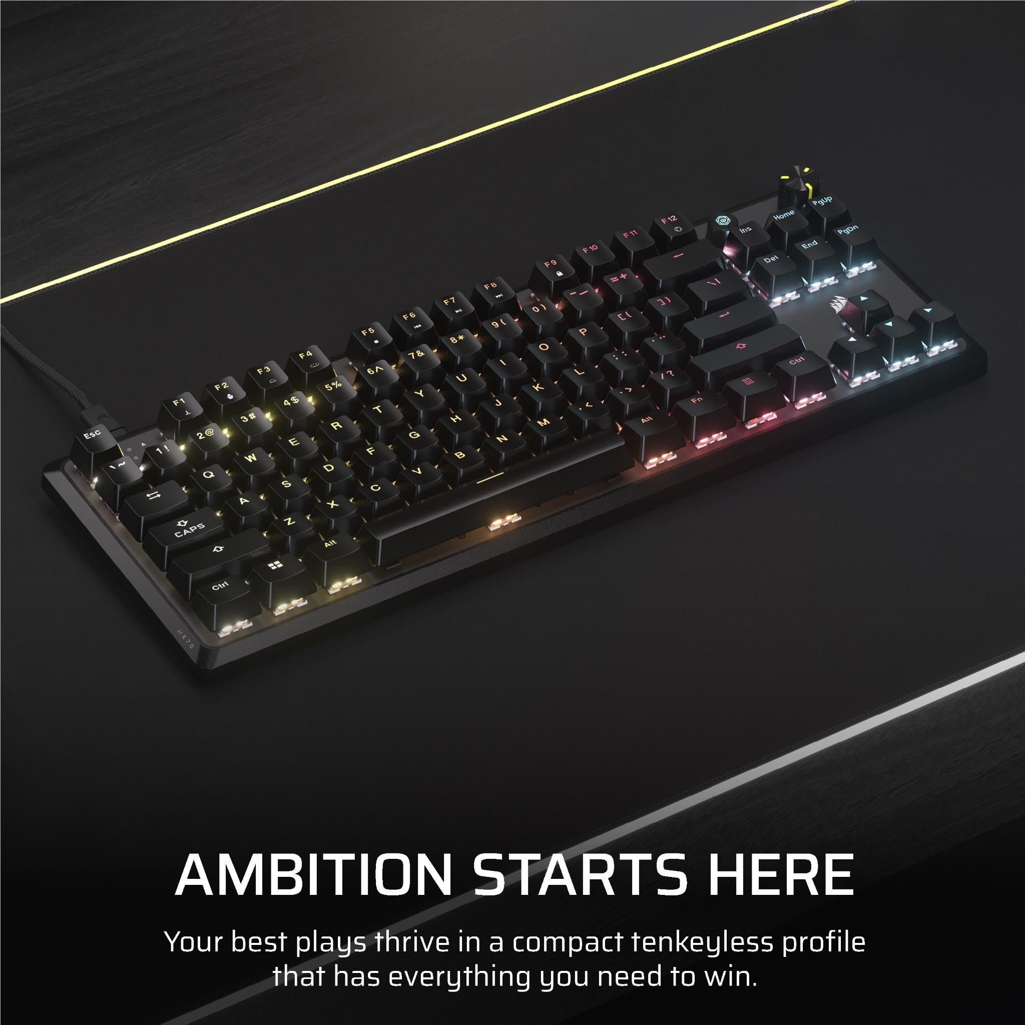 Corsair K70 CORE TKL Tenkeyless Mechanical Gaming RGB Keyboard (Black)
