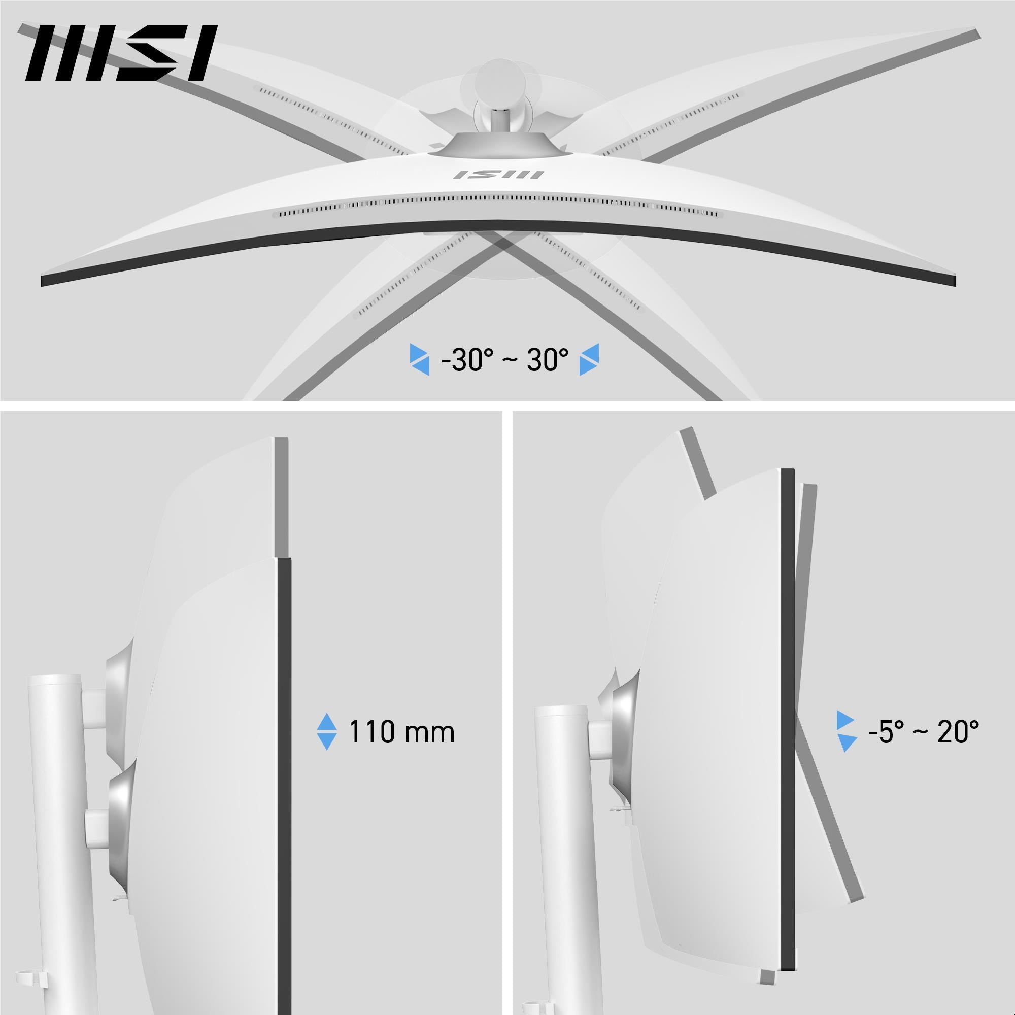 MSI Modern MD342CQPW 34' UWQHD 120Hz USB-C 98W Curved Professional Monitor (White)