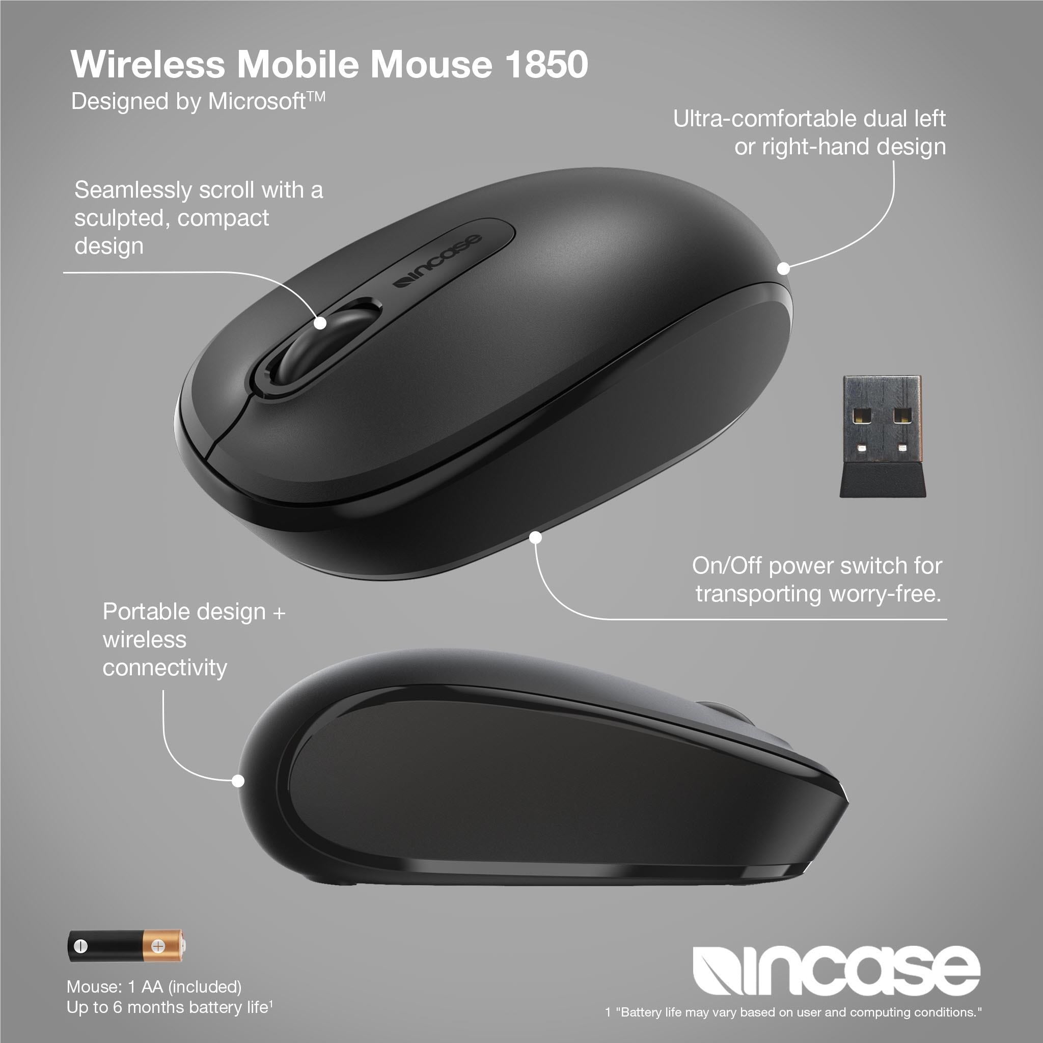 Incase Wireless Mobile Mouse 1850 Designed by Microsoft (Black)