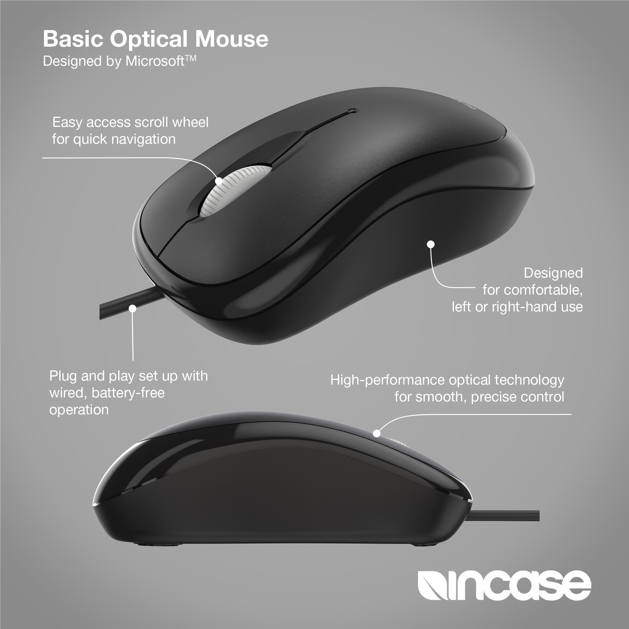 Incase Wired USB-A Basic Optical Mouse Designed by Microsoft