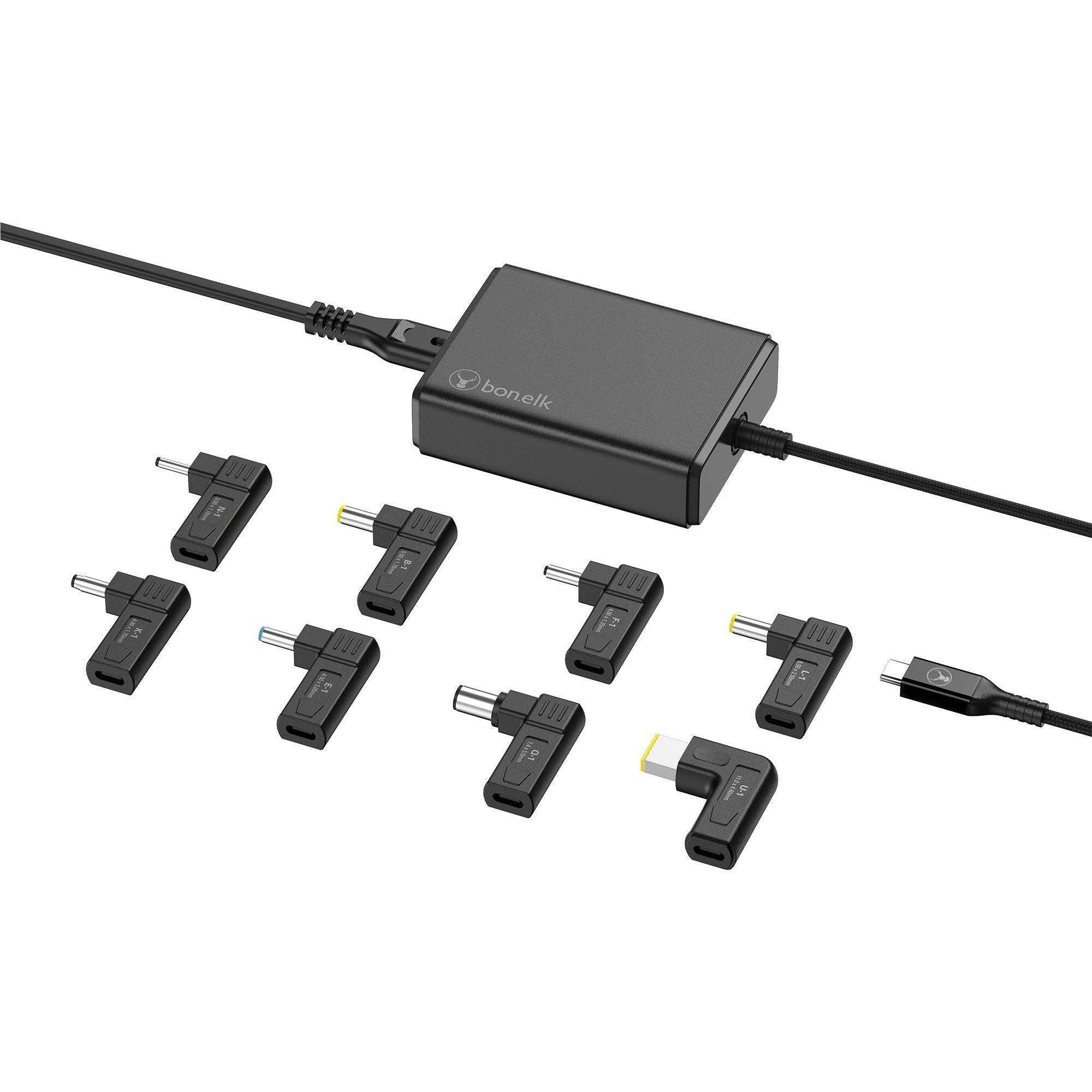 Bonelk Long-Life 100W GaN Multi-Device Laptop Charger, In-Built Cable - 1.5m (Black)