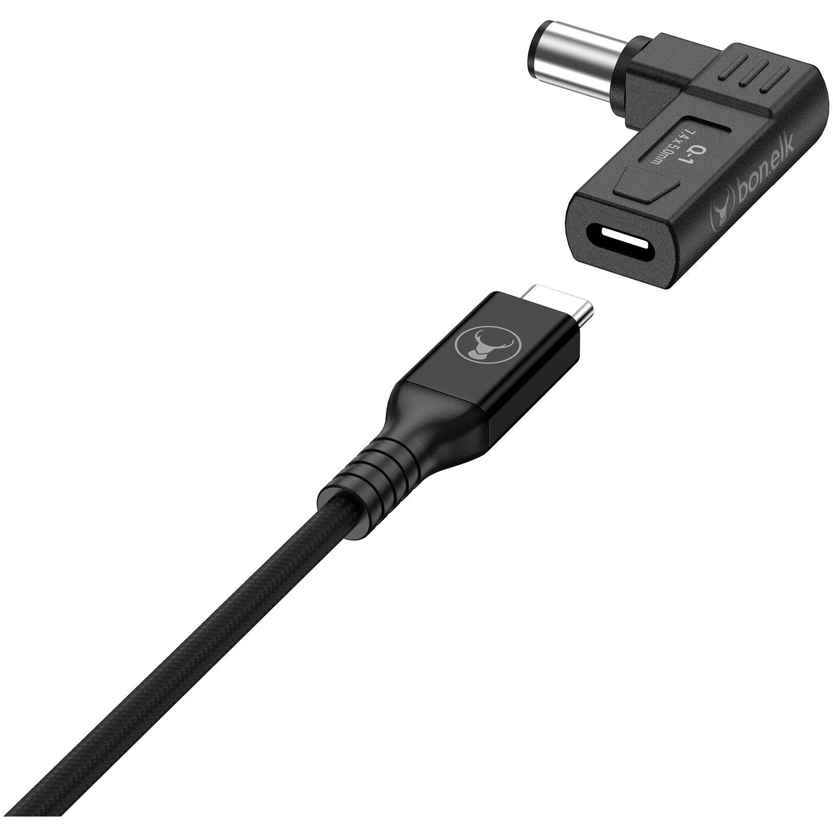 Bonelk Long-Life 100W GaN Multi-Device Laptop Charger, In-Built Cable - 1.5m (Black)