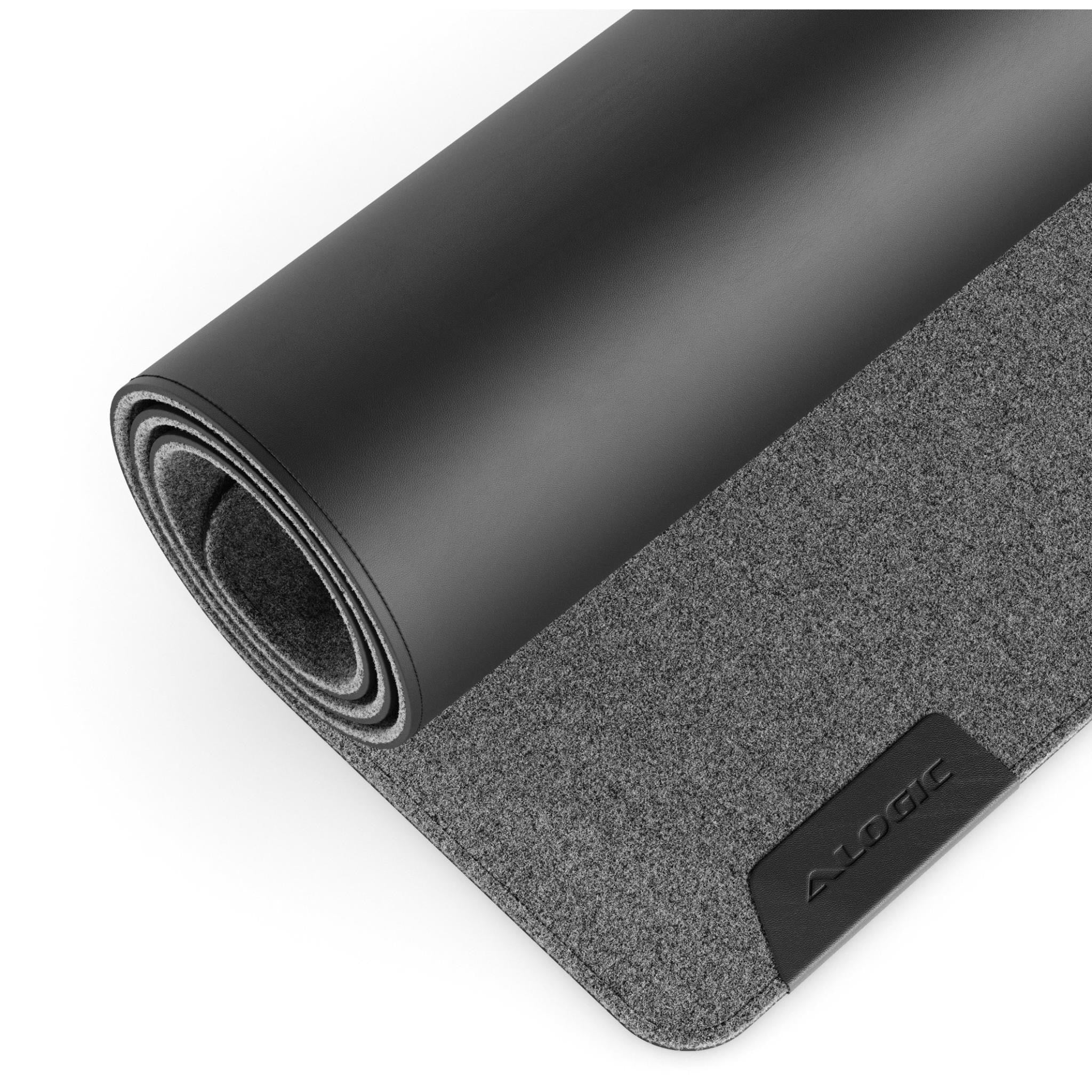 Alogic Duo Reversible Desk Mat with Premium Felt and Vegan Leather (Dark Grey/Black)