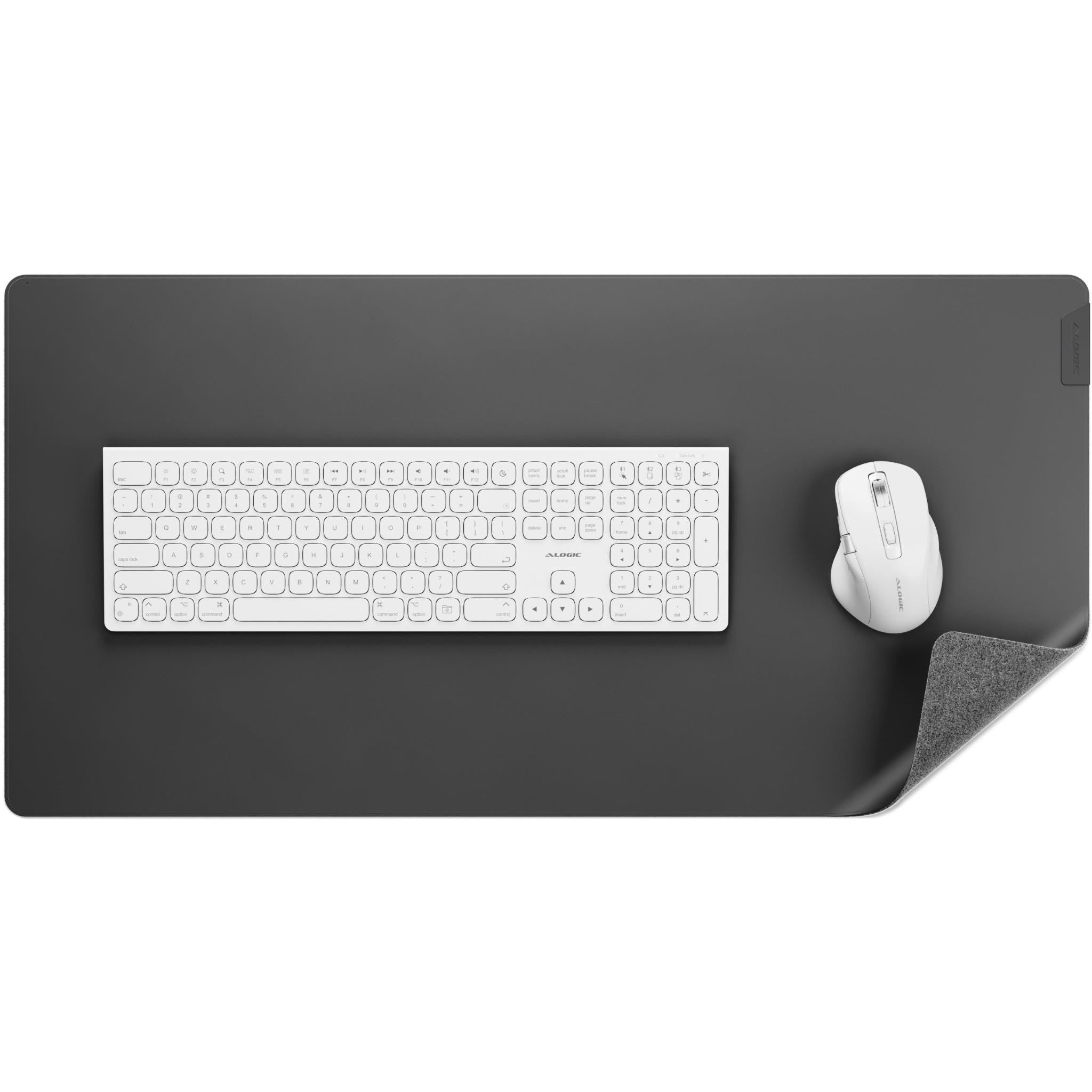 Alogic Duo Reversible Desk Mat with Premium Felt and Vegan Leather (Dark Grey/Black)